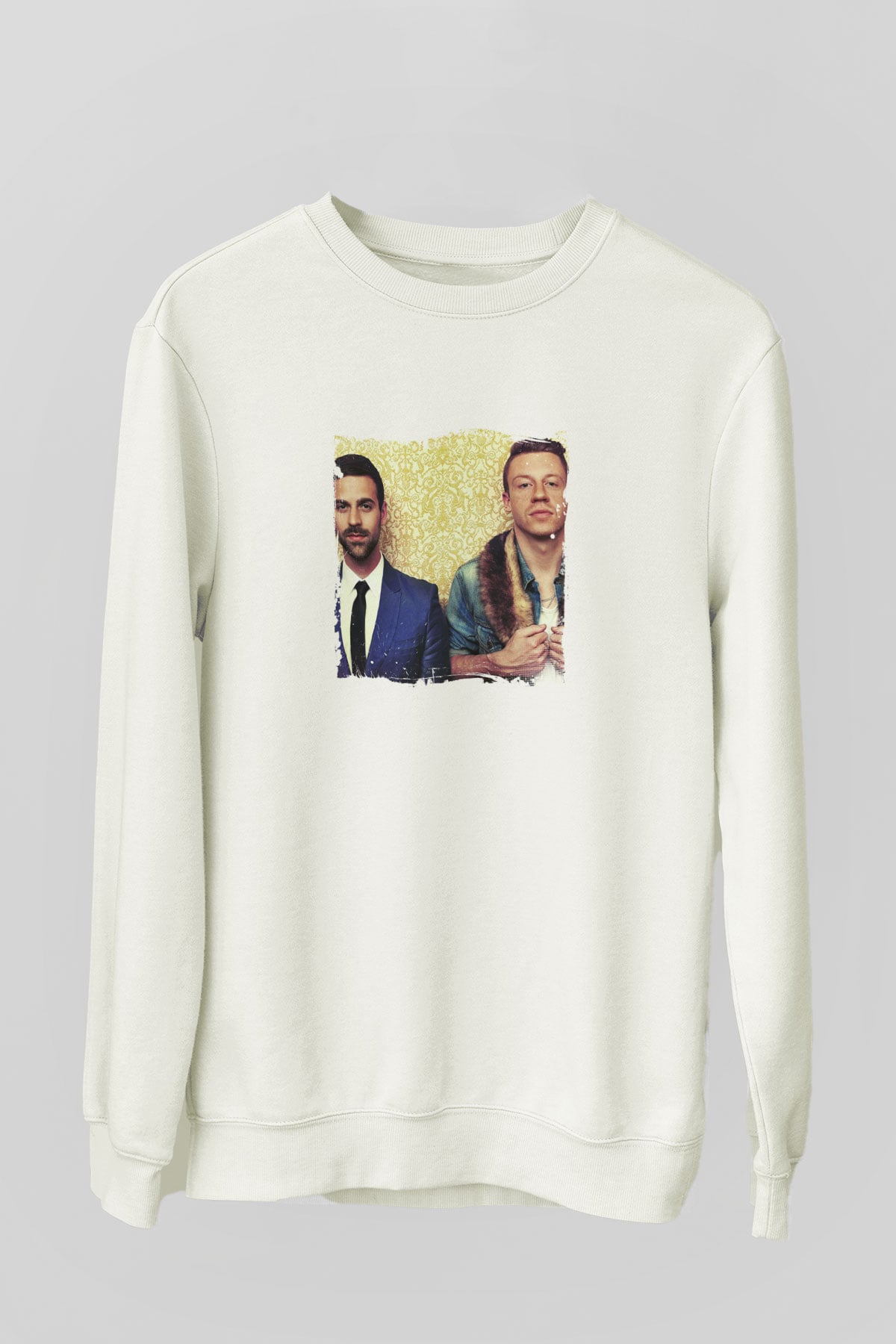 Macklemore Baskılı Unisex Beyaz Sweatshirt