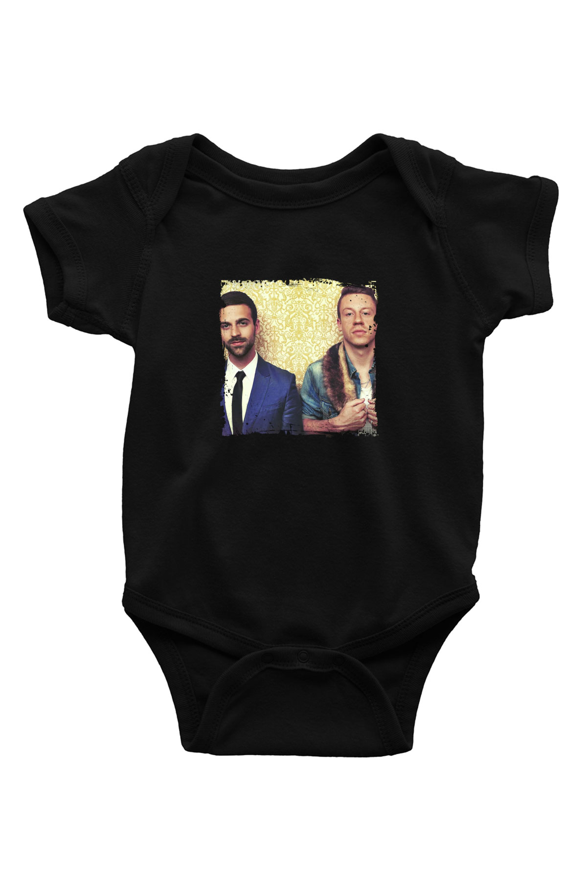 Macklemore Baskılı Unisex Siyah Bebek Body - Zıbın