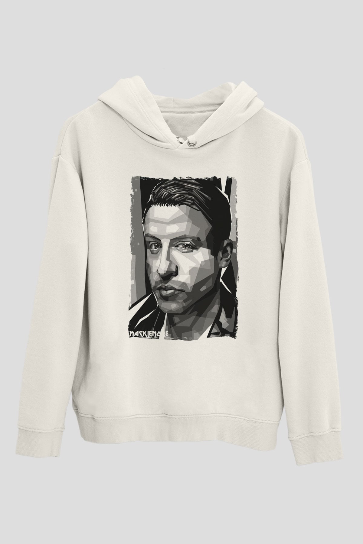 Macklemore Beyaz Unisex Kapüşonlu Sweatshirt
