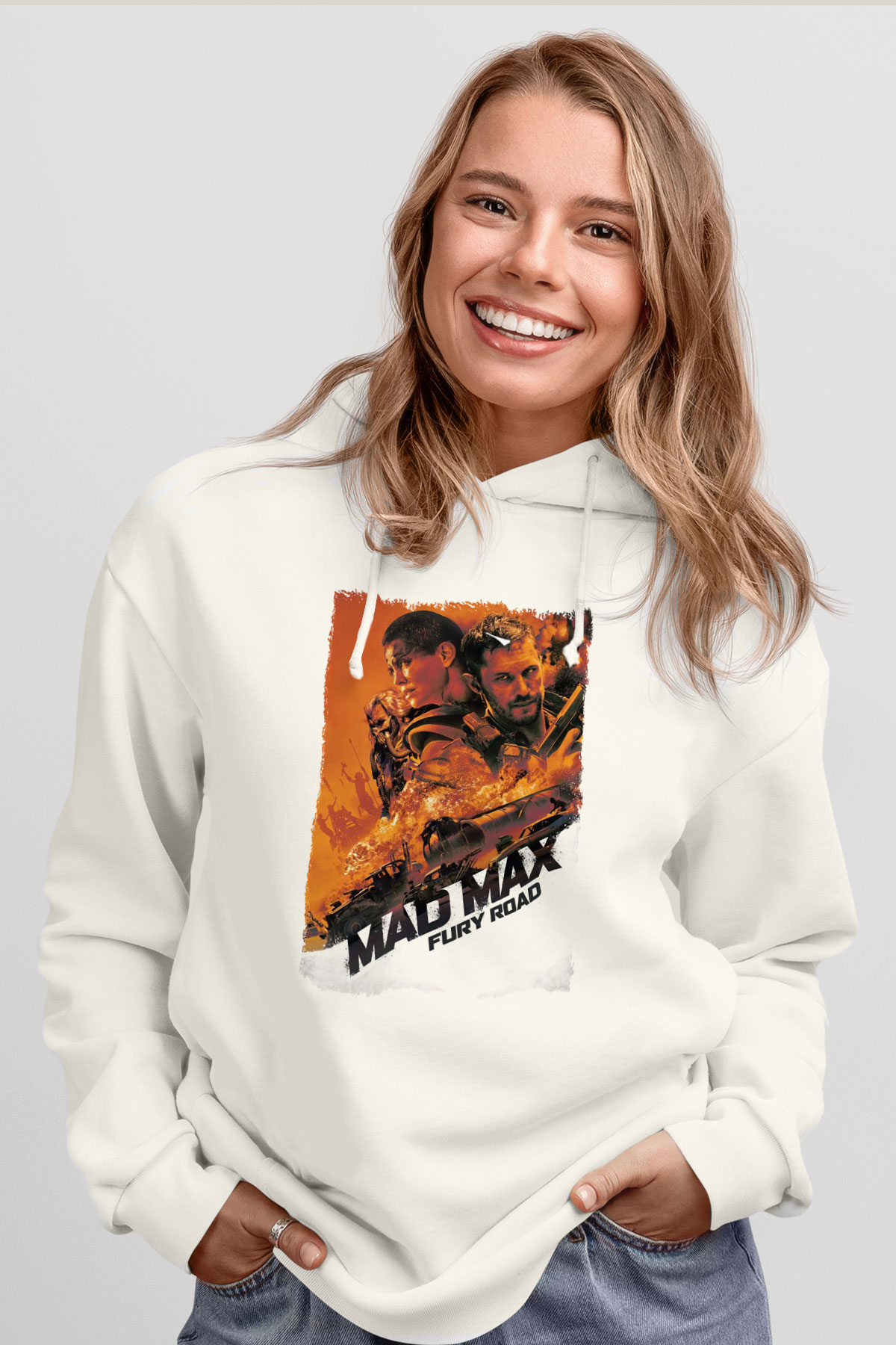 Mad Max Beyaz Unisex Hoodie
