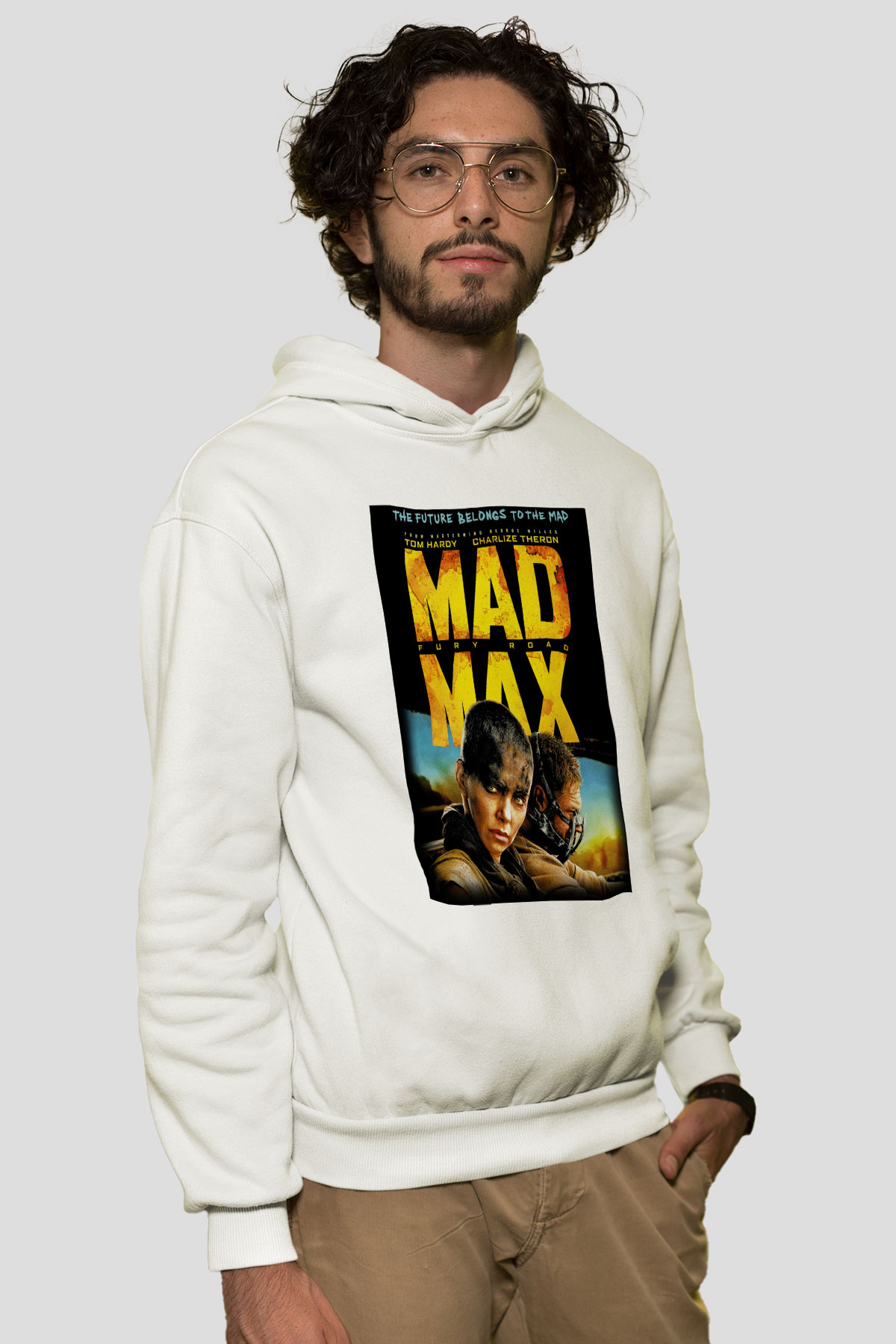 Mad Max Beyaz Unisex Hoodie