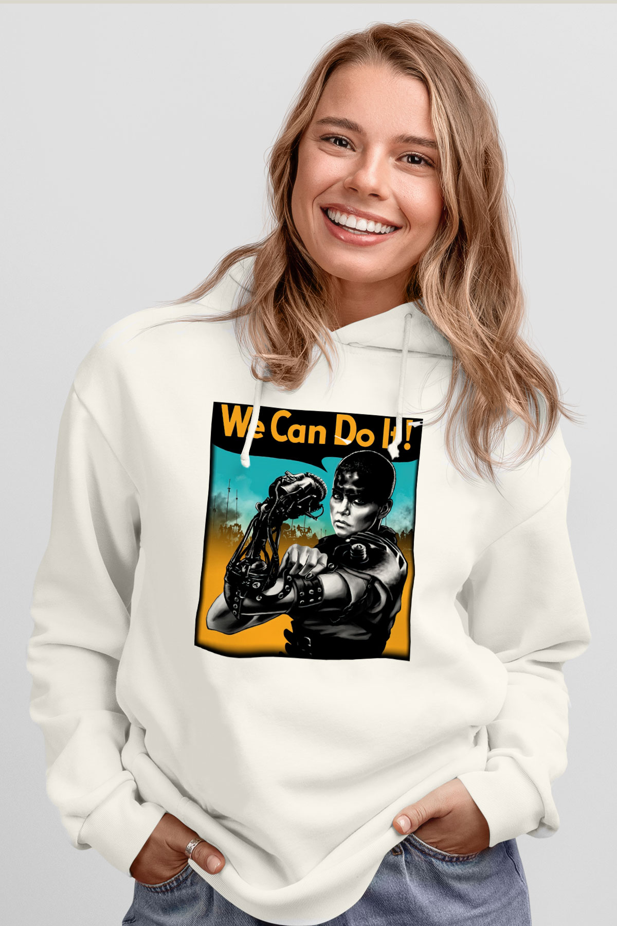 Mad Max Beyaz Unisex Hoodie