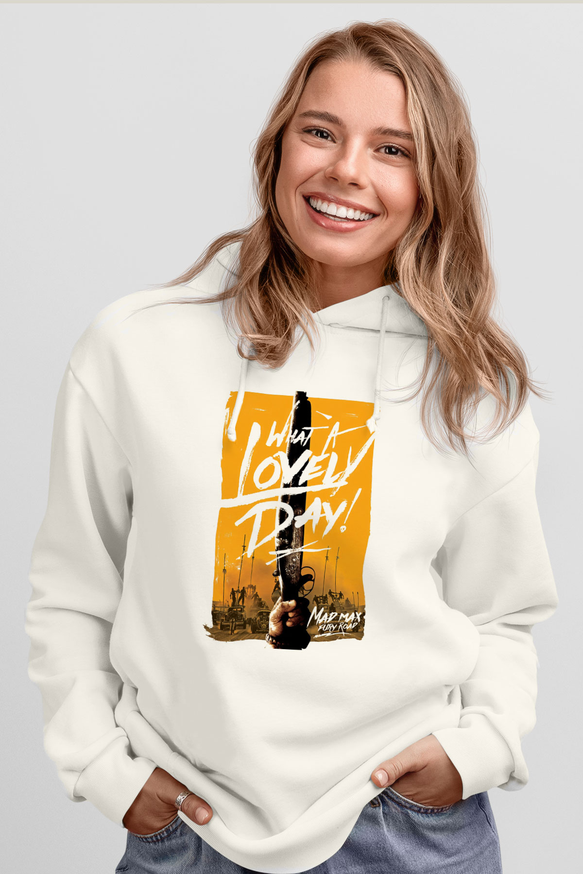 Mad Max Beyaz Unisex Hoodie