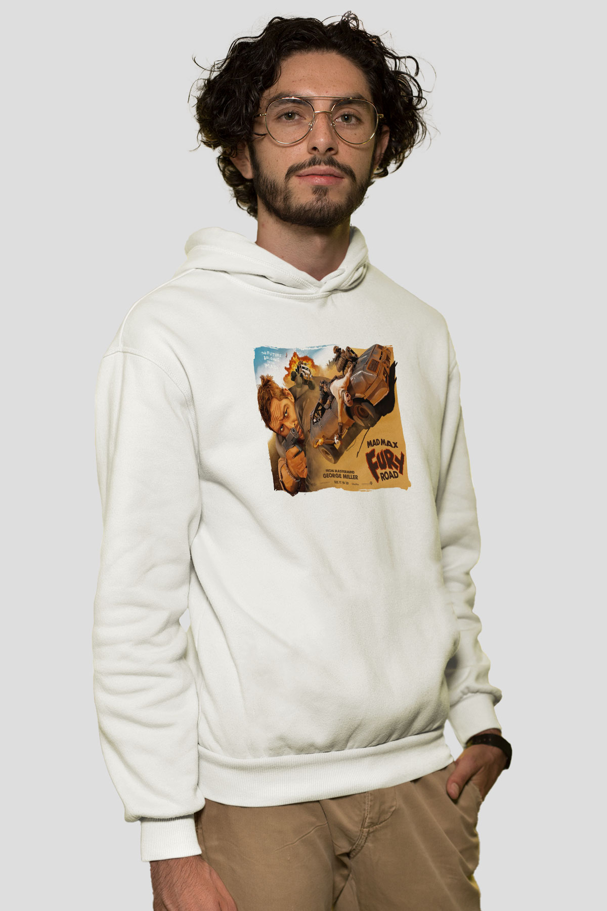 Mad Max Beyaz Unisex Hoodie