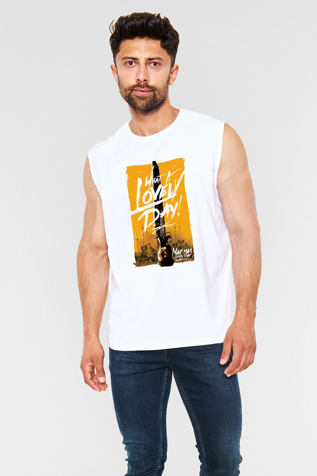 Mad Max Beyaz Unisex Kolsuz Tişört