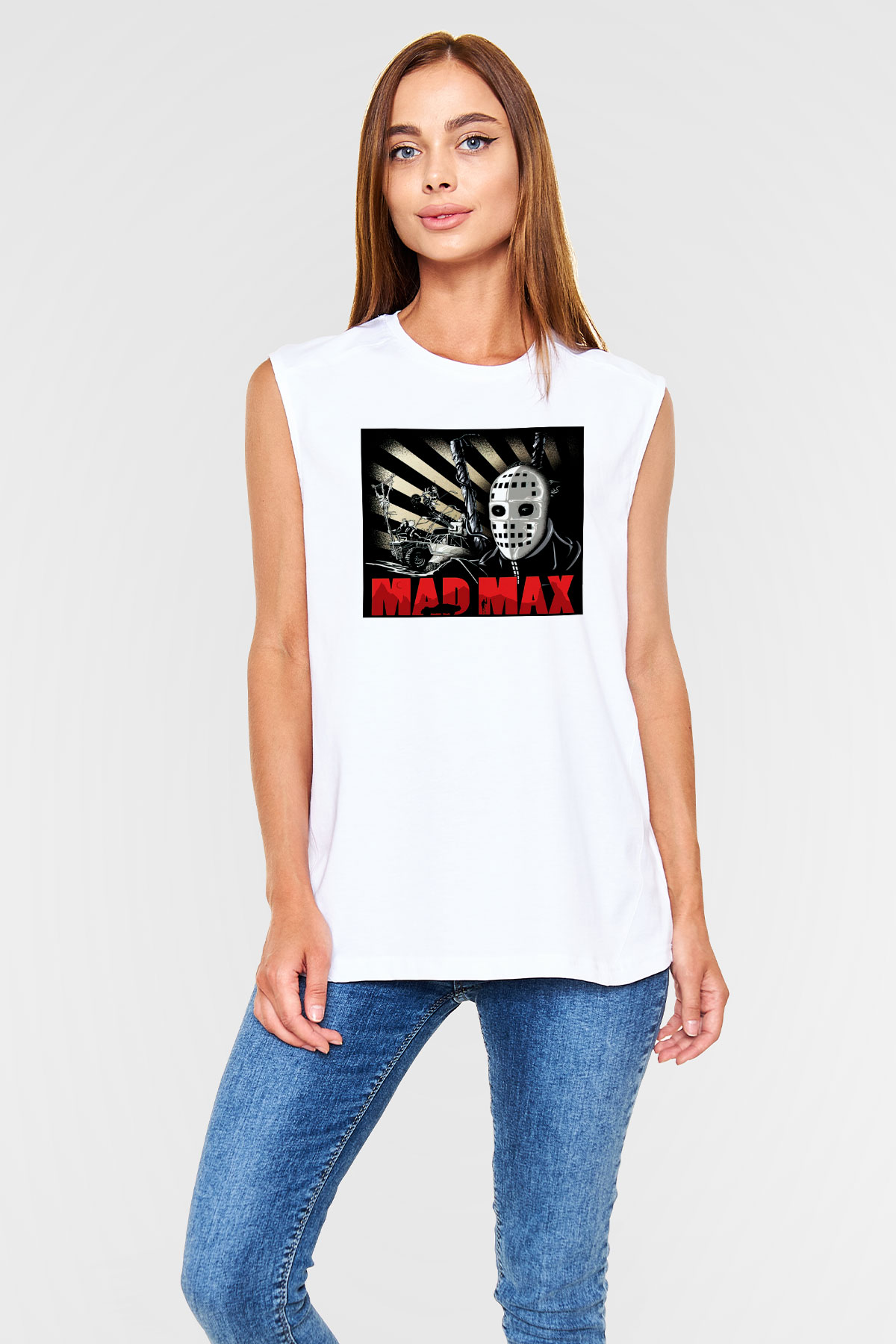 Mad Max Beyaz Unisex Kolsuz Tişört