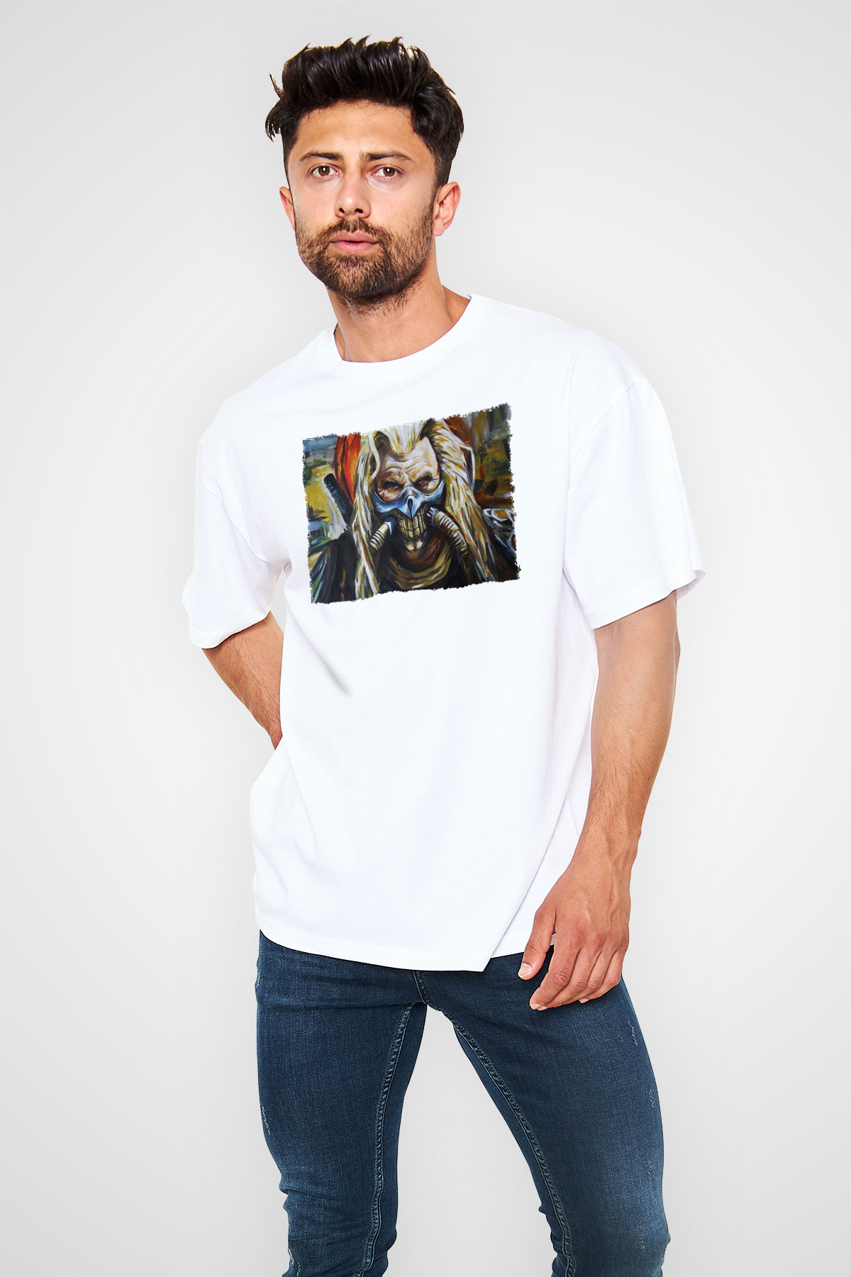 Mad Max Beyaz Oversize Tişört Oversize T-shirt