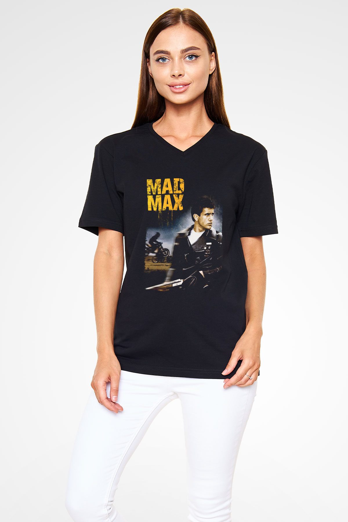 Mad Max Siyah Unisex V Yaka Tişört
