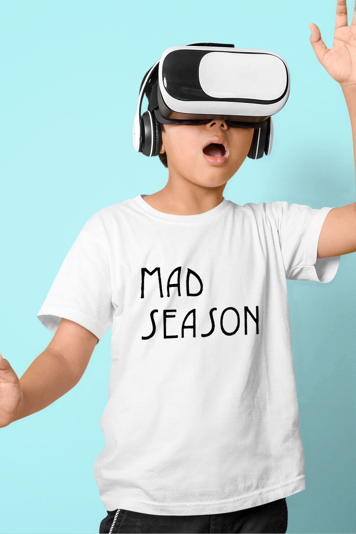 Mad Season Baskılı Beyaz Unisex Beyaz Çocuk Tişört - Tshirt