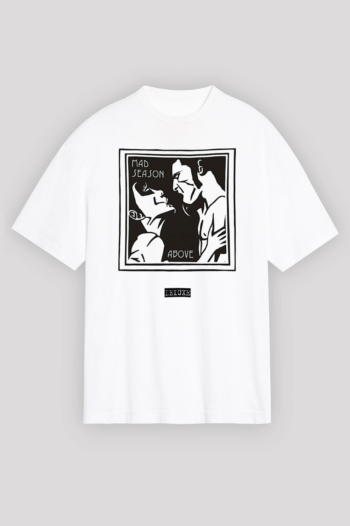 Mad Season Baskılı Beyaz Unisex Oversize Tişört - Tshirt