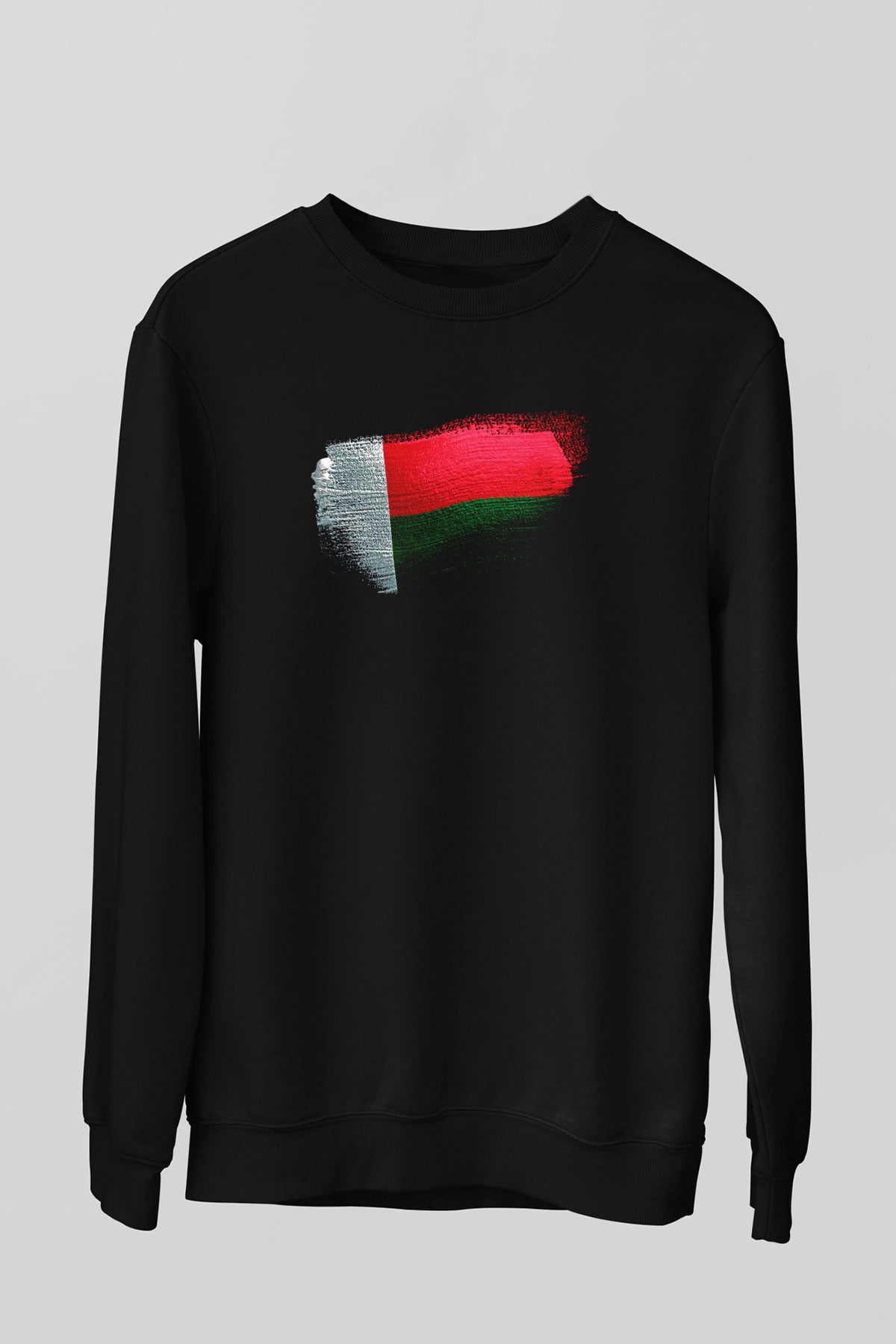 Madagaskar - Madagascar Bayrağı Baskılı Unisex Siyah Sweatshirt
