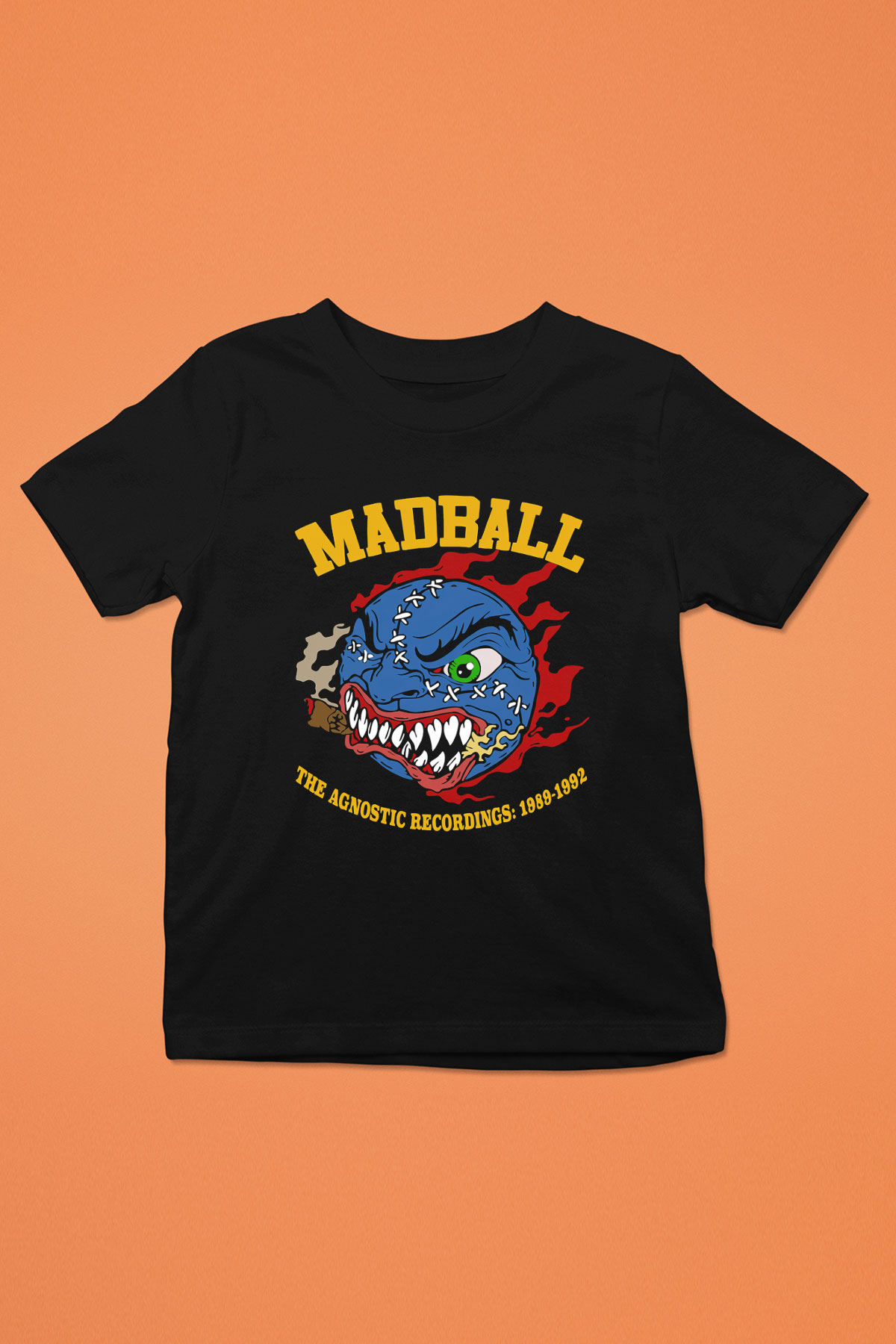 Madball Baskılı Siyah Unisex Çocuk Tişört