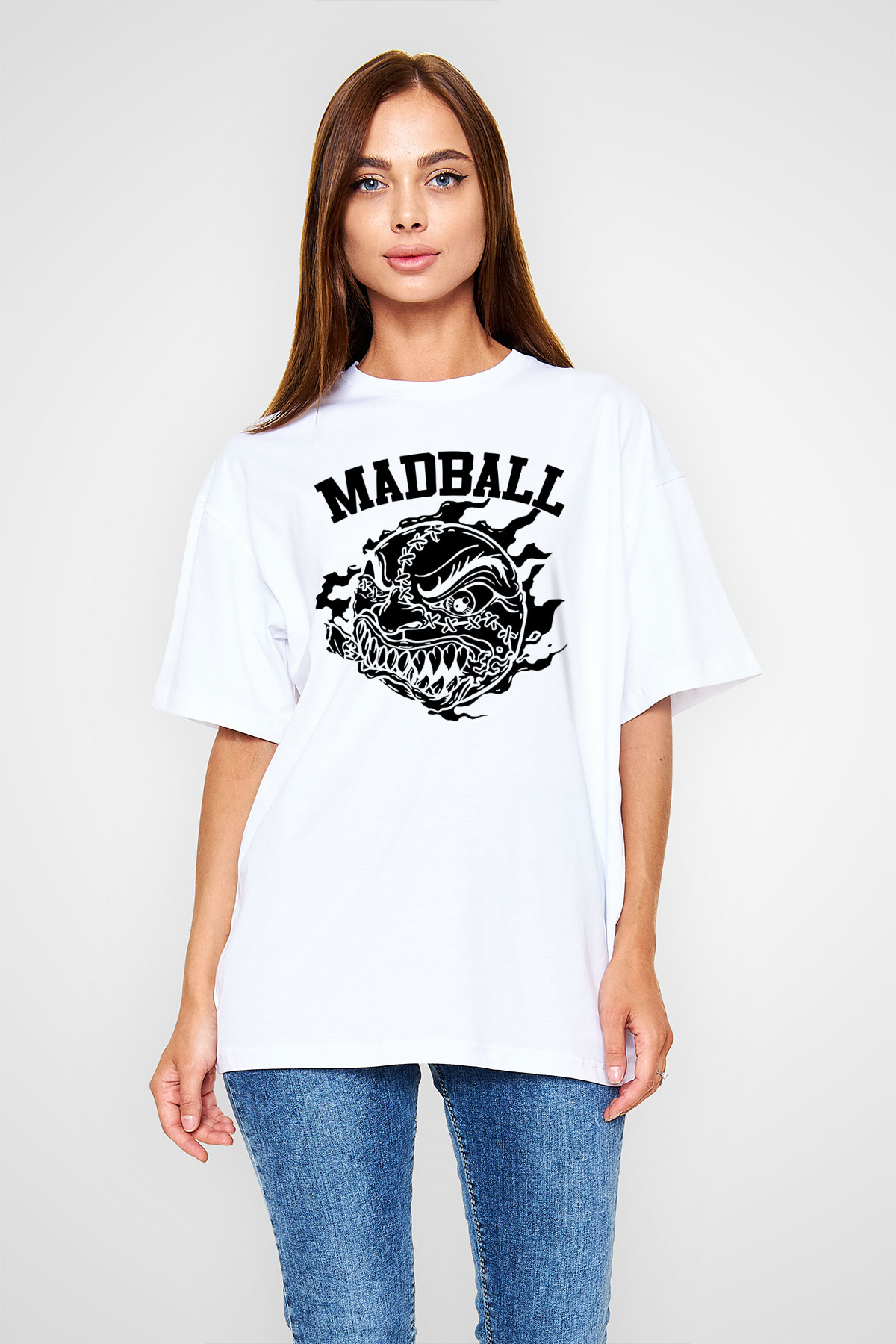 Madball Beyaz Unisex Oversize Tişört T-Shirt