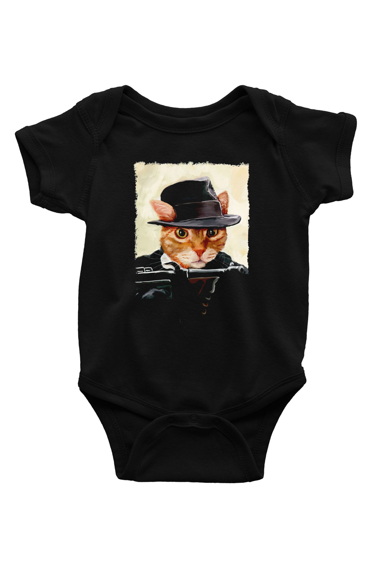 Mafya Kedi BaskılıSiyah  Bebek Body - Zıbın