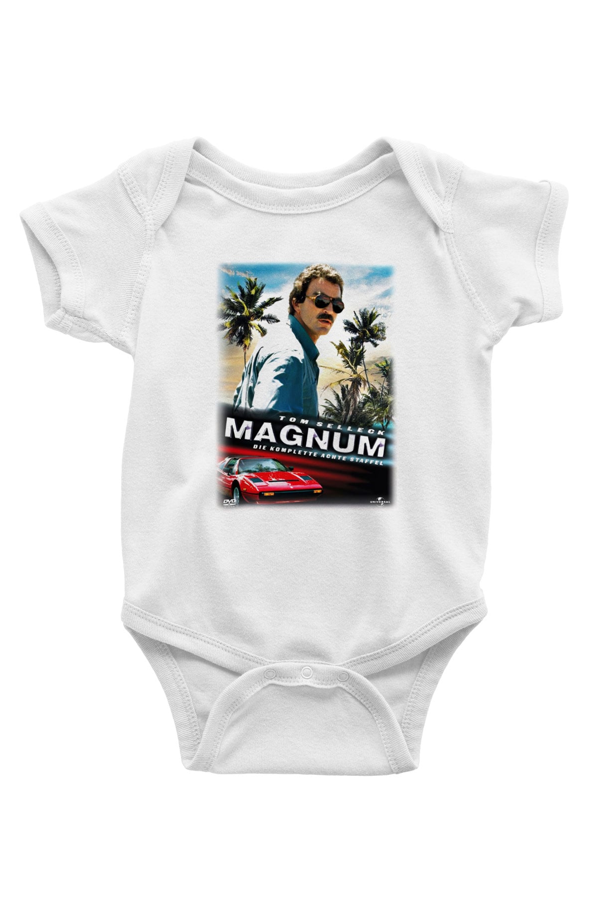 Magnum P.I. Baskılı Beyaz Unisex Bebek Body - Zıbın