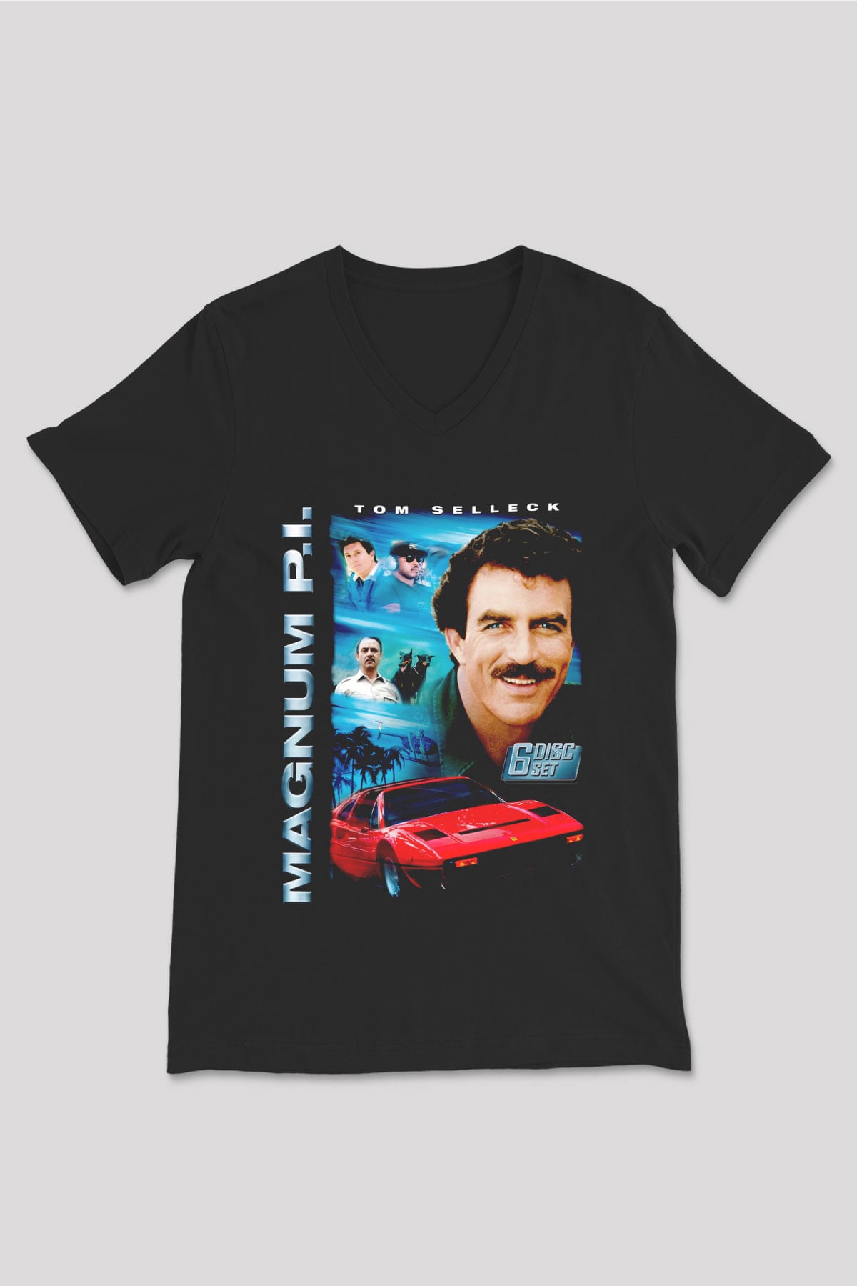 Magnum P.I. Siyah Unisex V Yaka Tişört