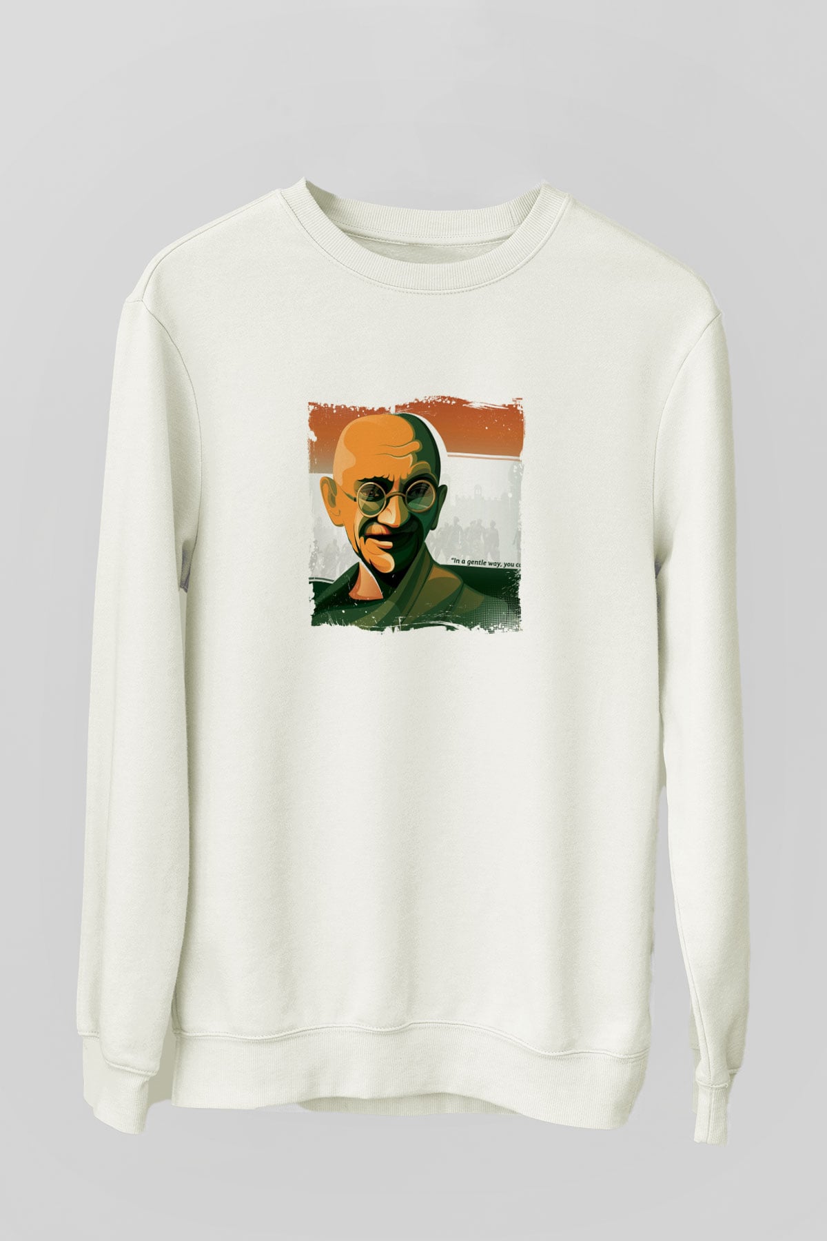Mahatma Gandi Unisex Baskılı Beyaz Sweatshirt