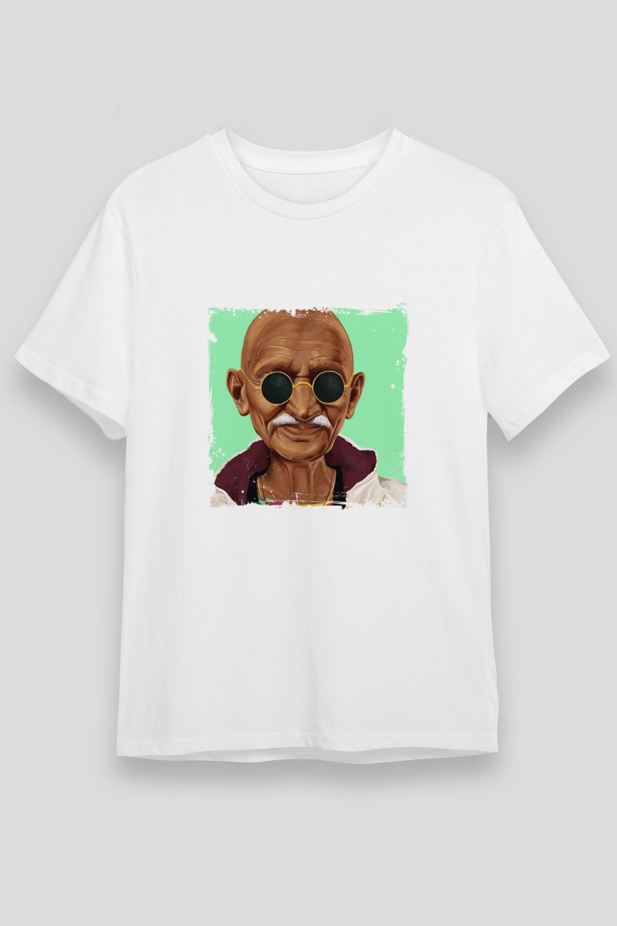 Mahatma Gandi Unisex Baskılı Beyaz Tişört
