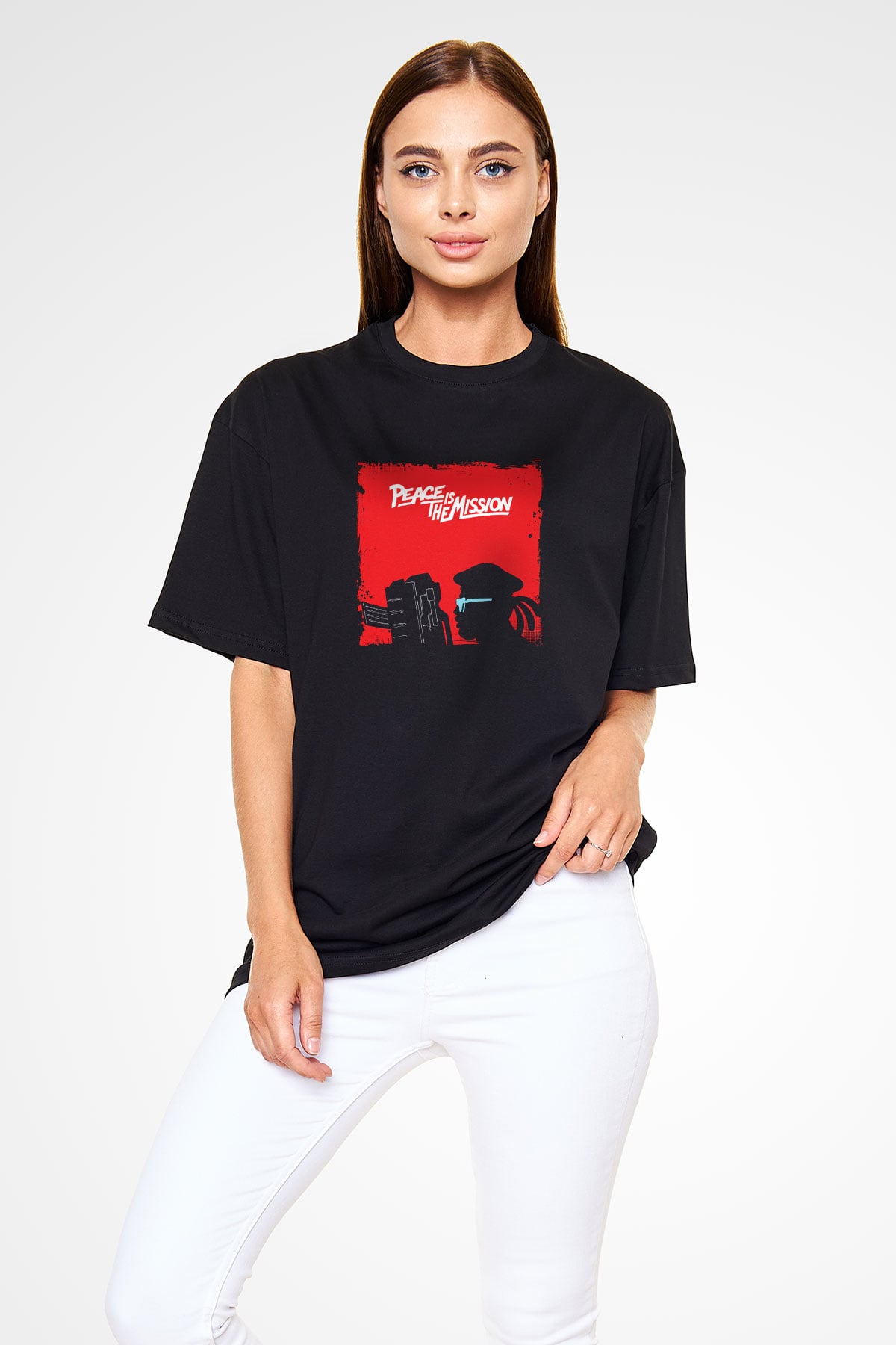Major Lazer Baskılı Unisex Oversize Siyah Tişört