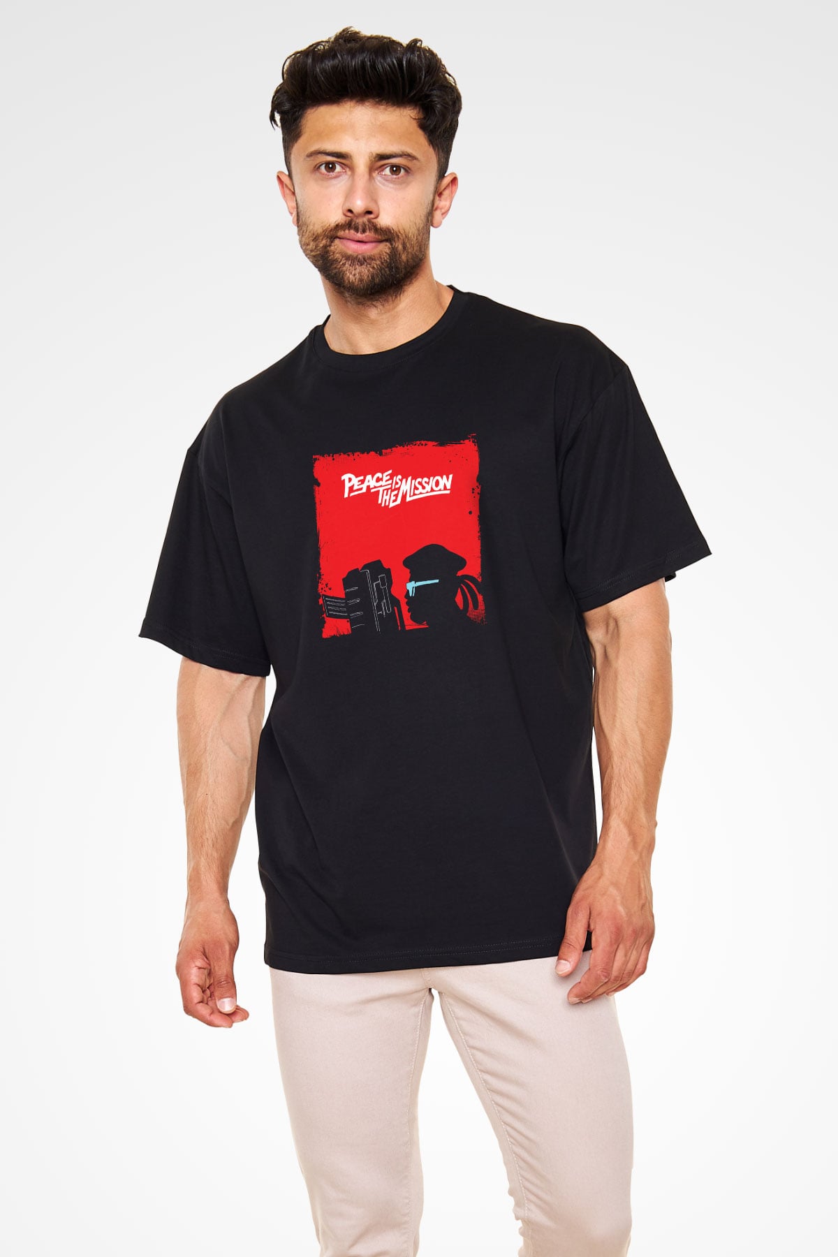Major Lazer Baskılı Unisex Oversize Siyah Tişört