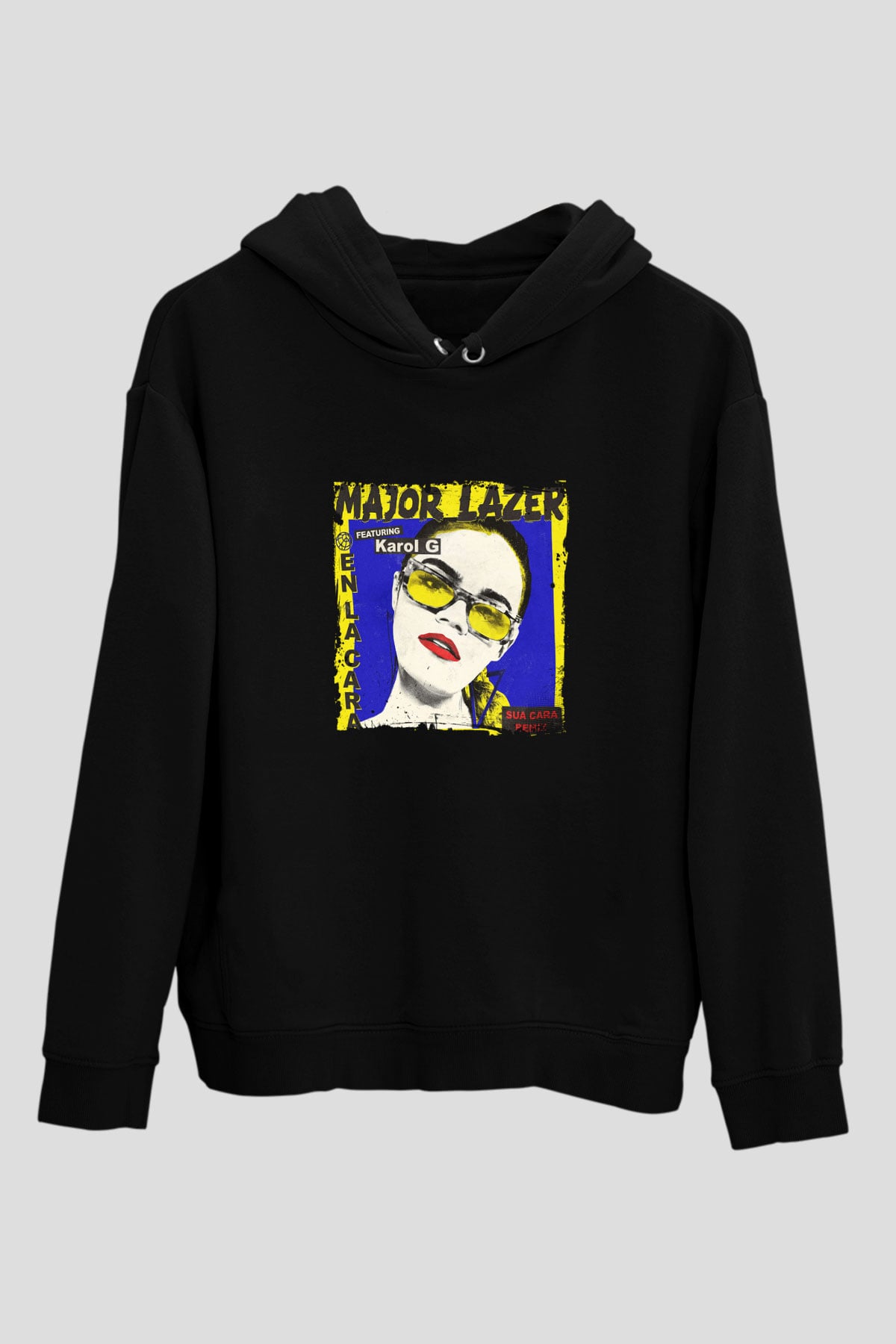 Major Lazer Baskılı Unisex Siyah Hoodie