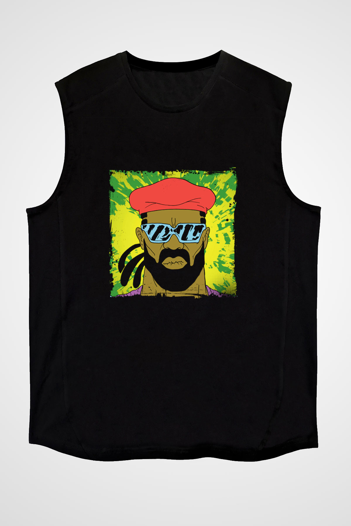 Major Lazer Baskılı Unisex Siyah Kolsuz Tişört