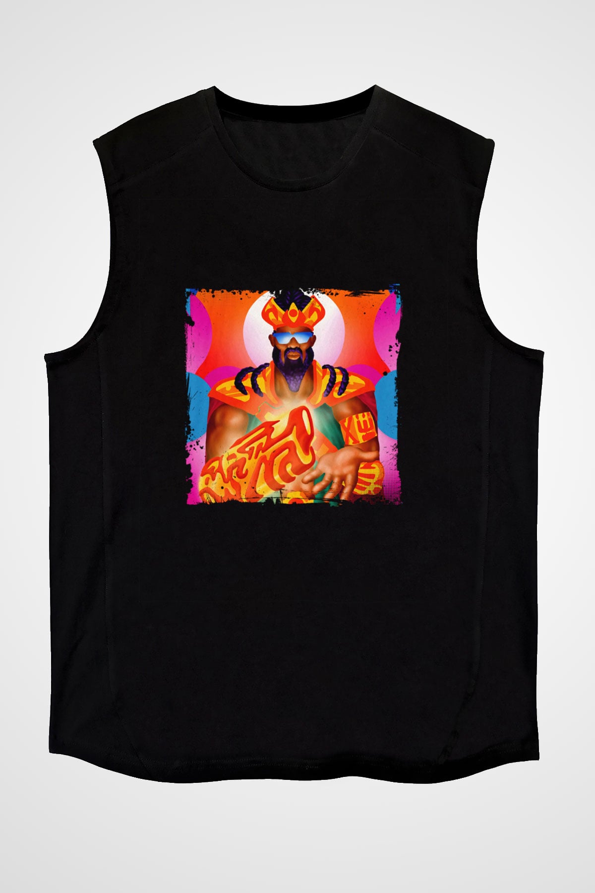 Major Lazer Baskılı Unisex Siyah Kolsuz Tişört