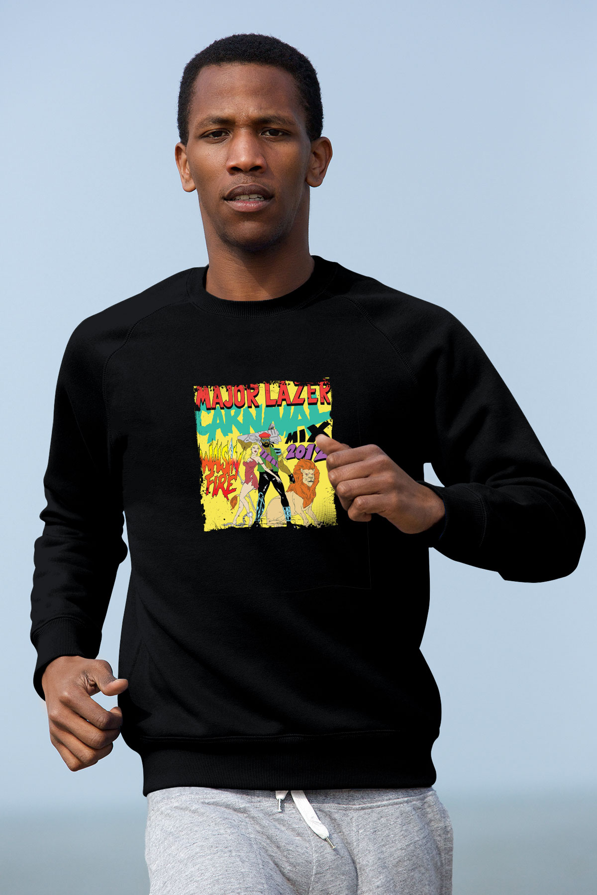 Major Lazer Baskılı Unisex Siyah Sweatshirt