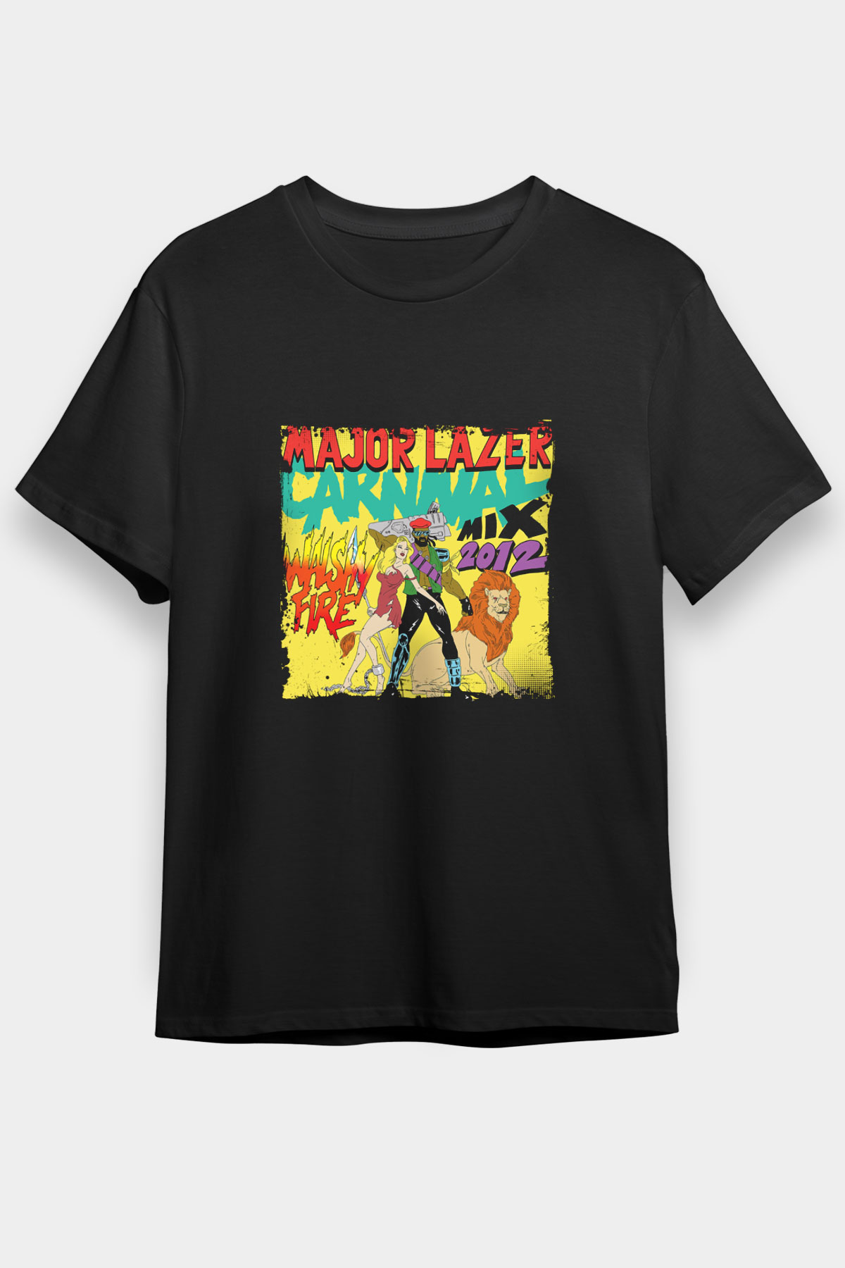 Major Lazer Baskılı Unisex Siyah Tişört