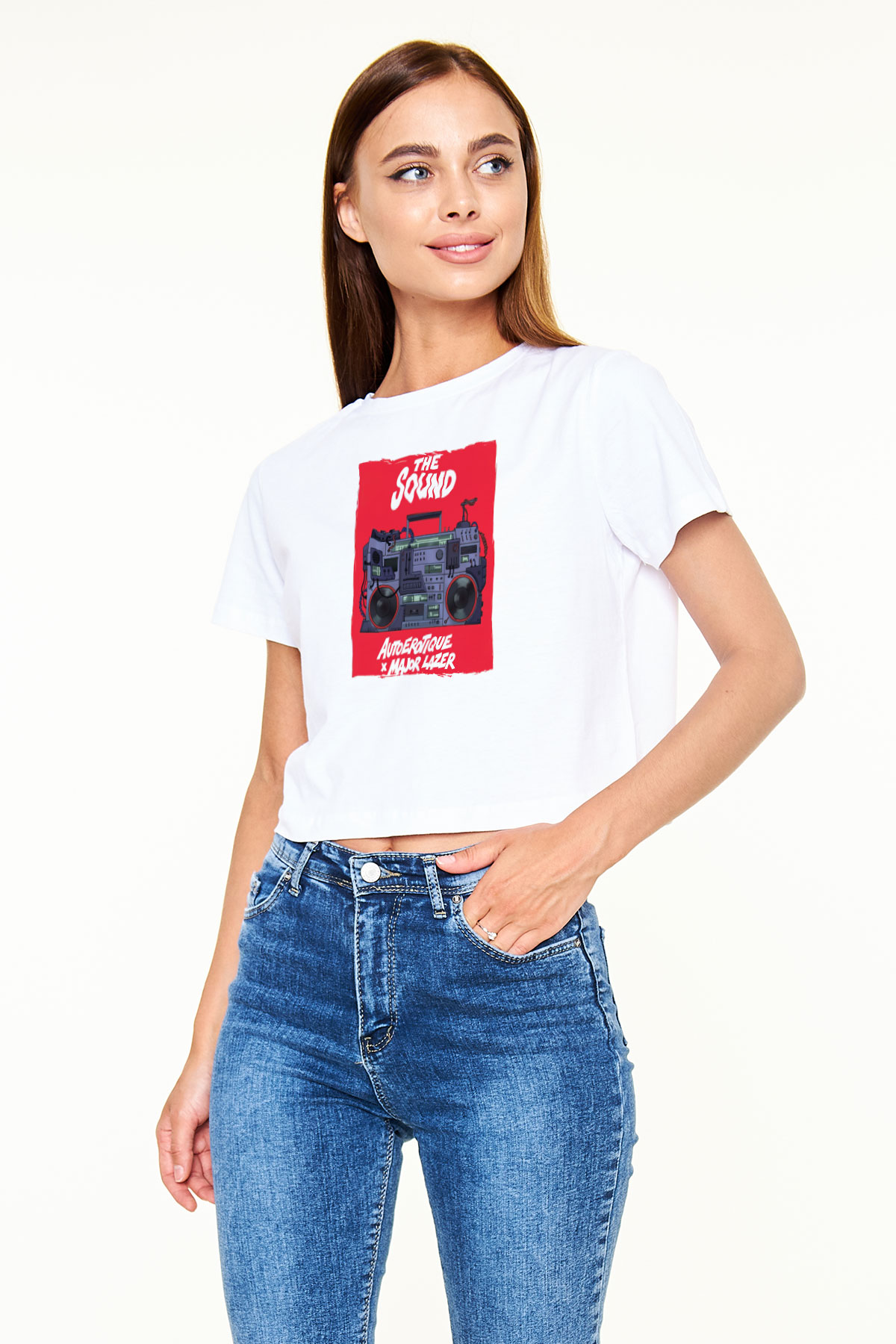 Major Lazer Beyaz  Crop Top Tişört
