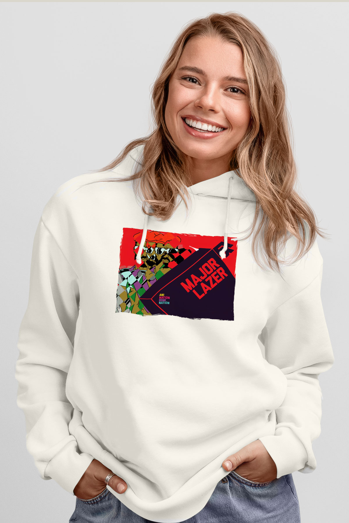 Major Lazer Beyaz Unisex Kapüşonlu Sweatshirt