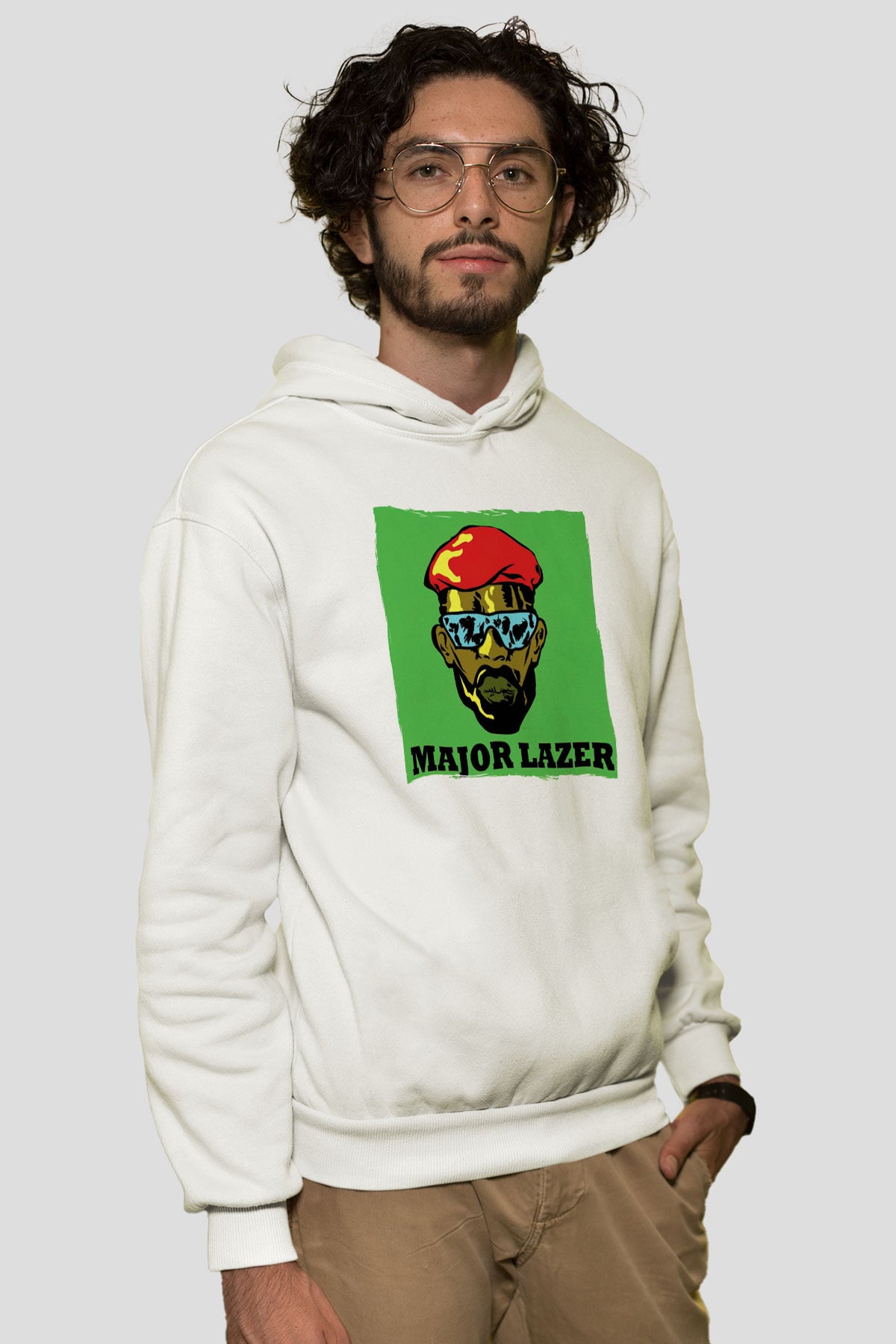 Major Lazer Beyaz Unisex Kapüşonlu Sweatshirt
