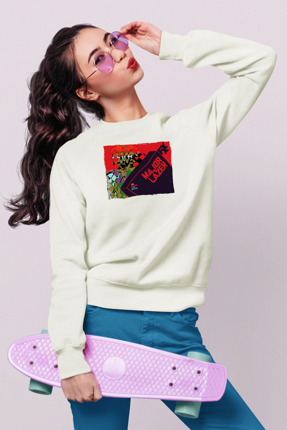 Major Lazer Beyaz Unisex Sweatshirt
