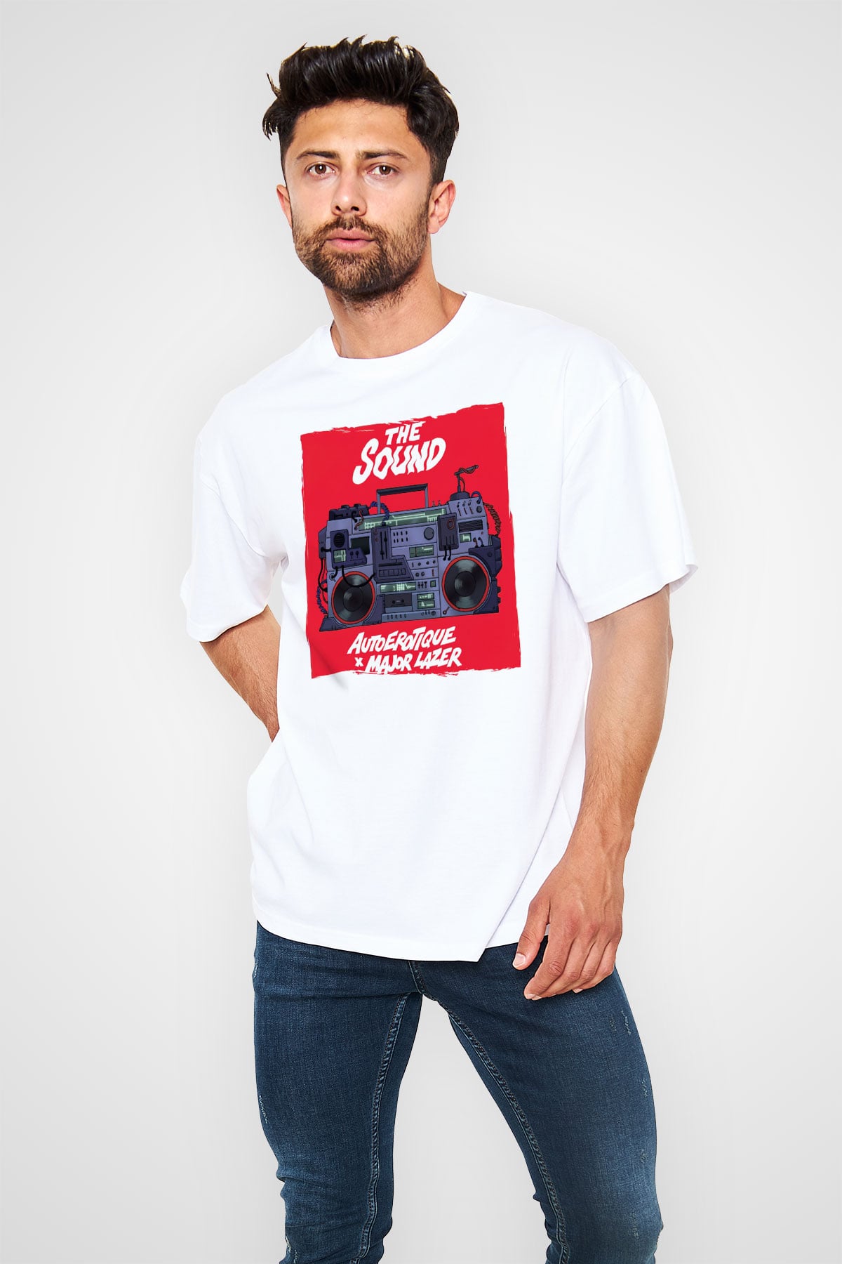 Major Lazer Beyaz Oversize Tişört Oversize T-shirt - TişörtFabrikası