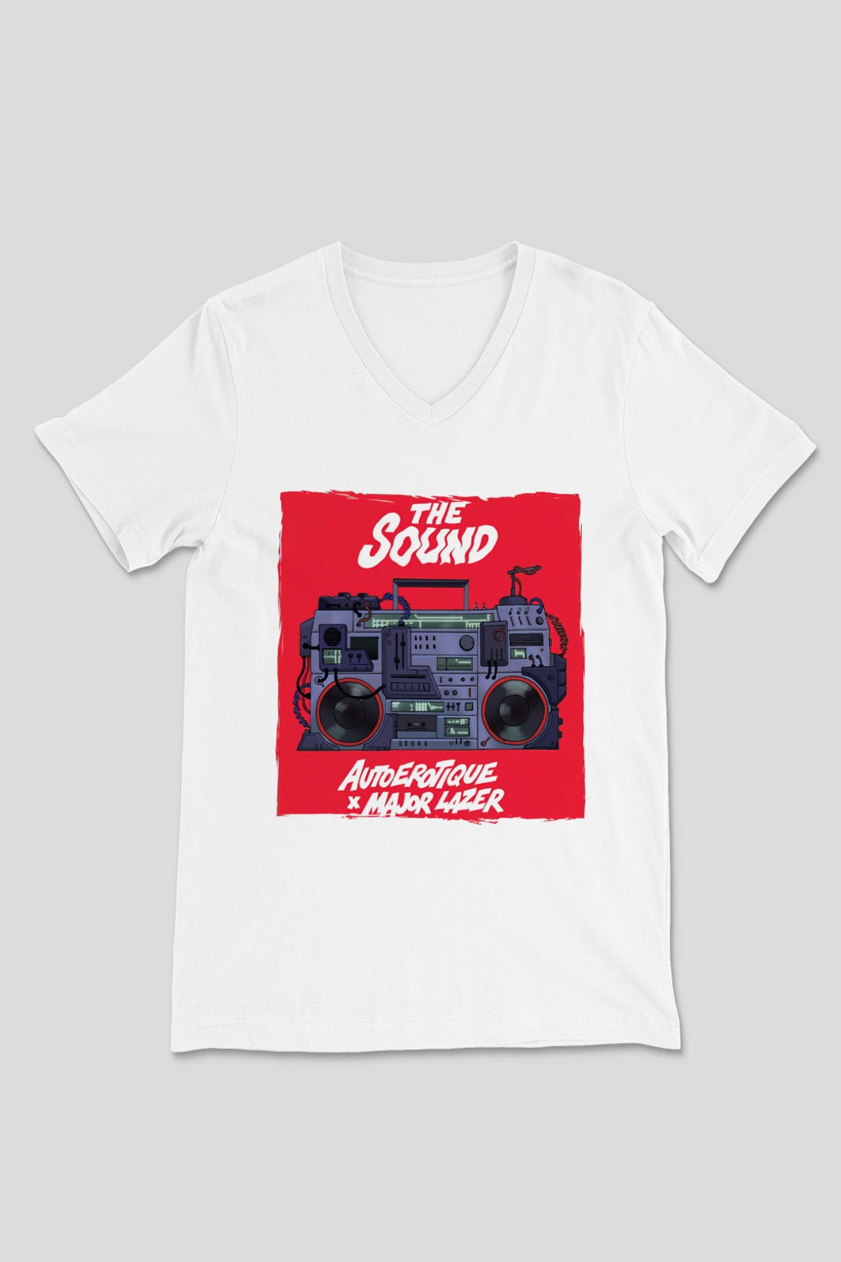 Major Lazer Beyaz Unisex V Yaka Tişört