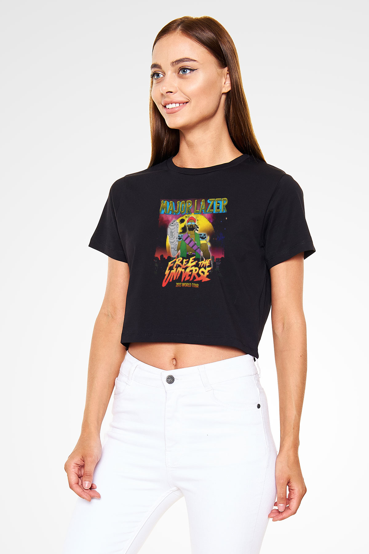 Major Lazer Siyah  Crop Top Tişört