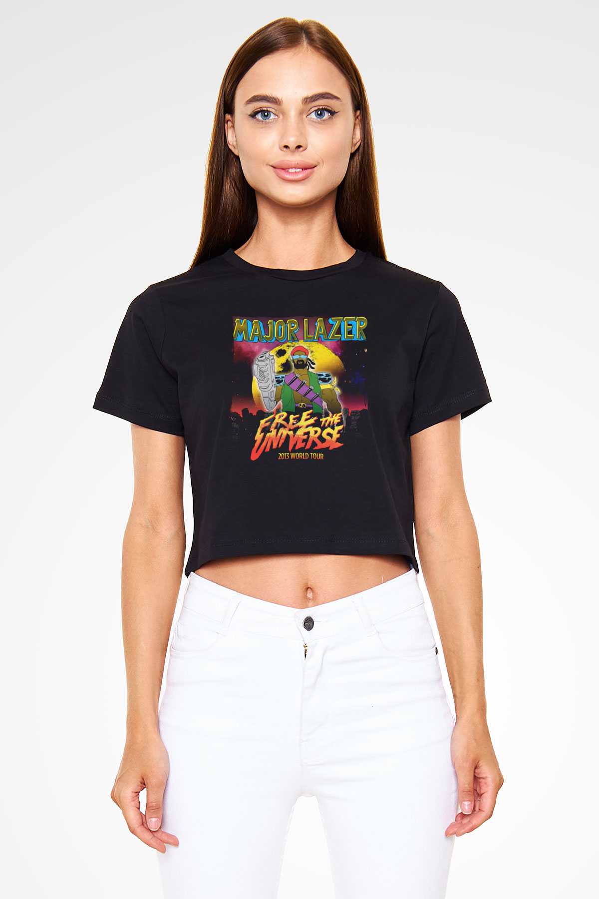 Major Lazer Siyah  Crop Top Tişört