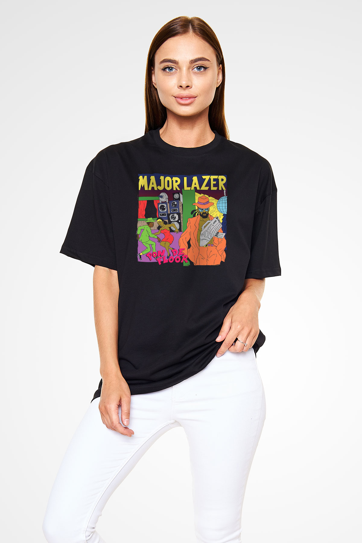 Major Lazer Siyah Oversize Tişört Oversize T-shirt - TişörtFabrikası