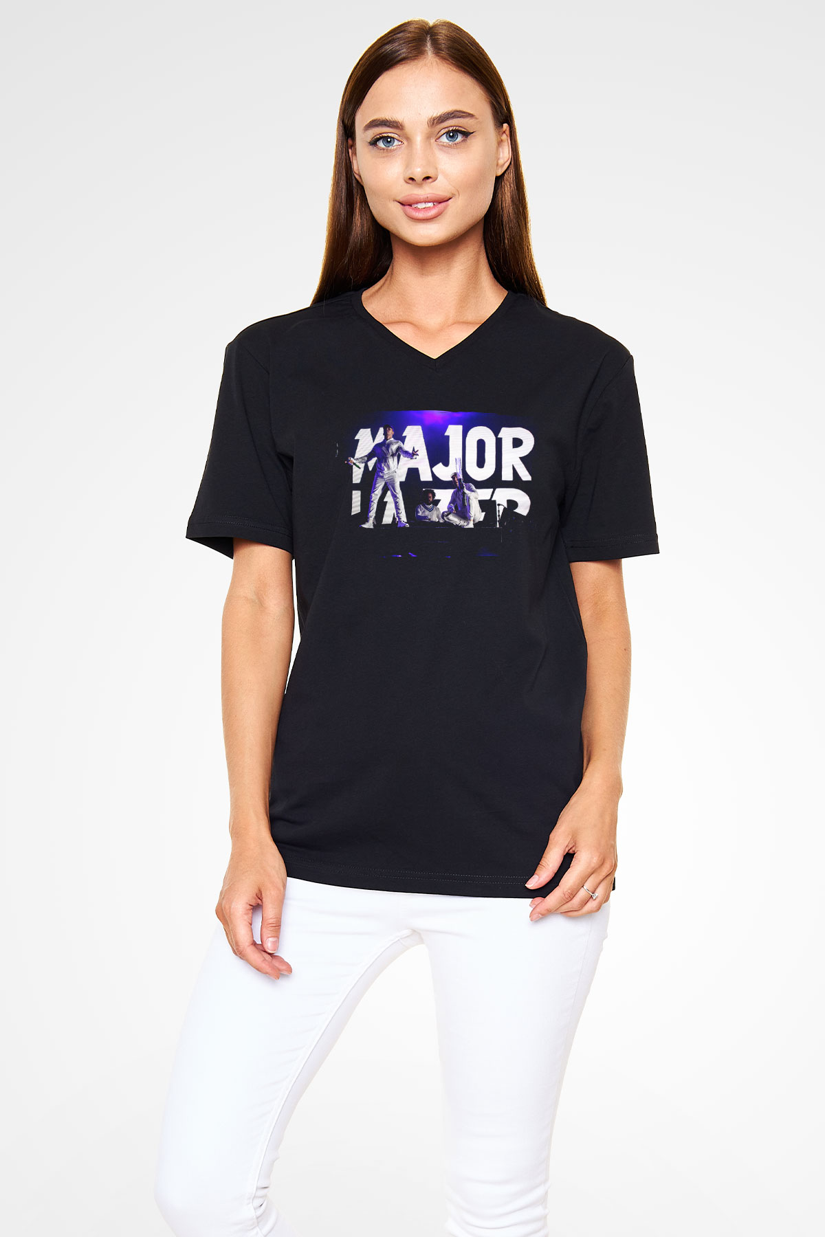 Major Lazer Siyah Unisex V Yaka Tişört