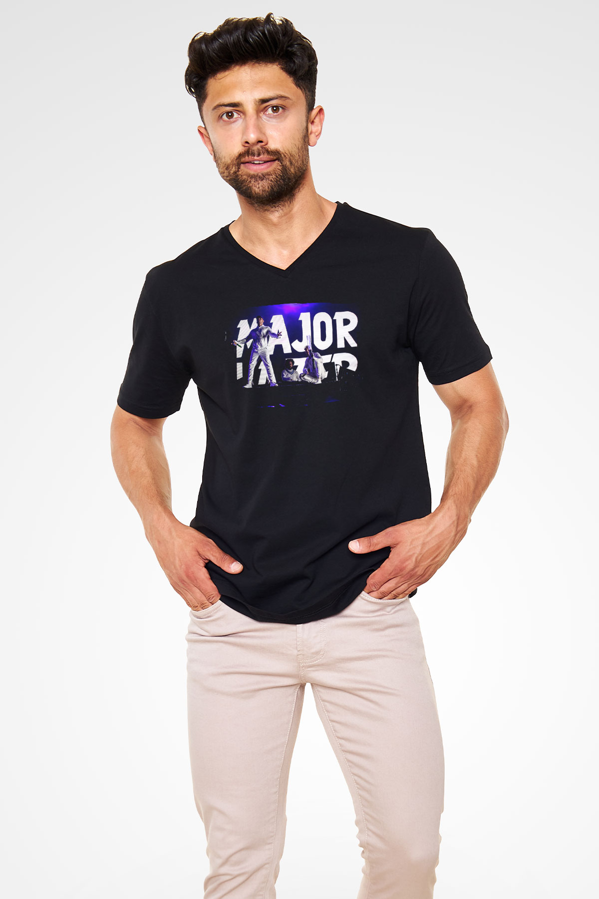 Major Lazer Siyah Unisex V Yaka Tişört
