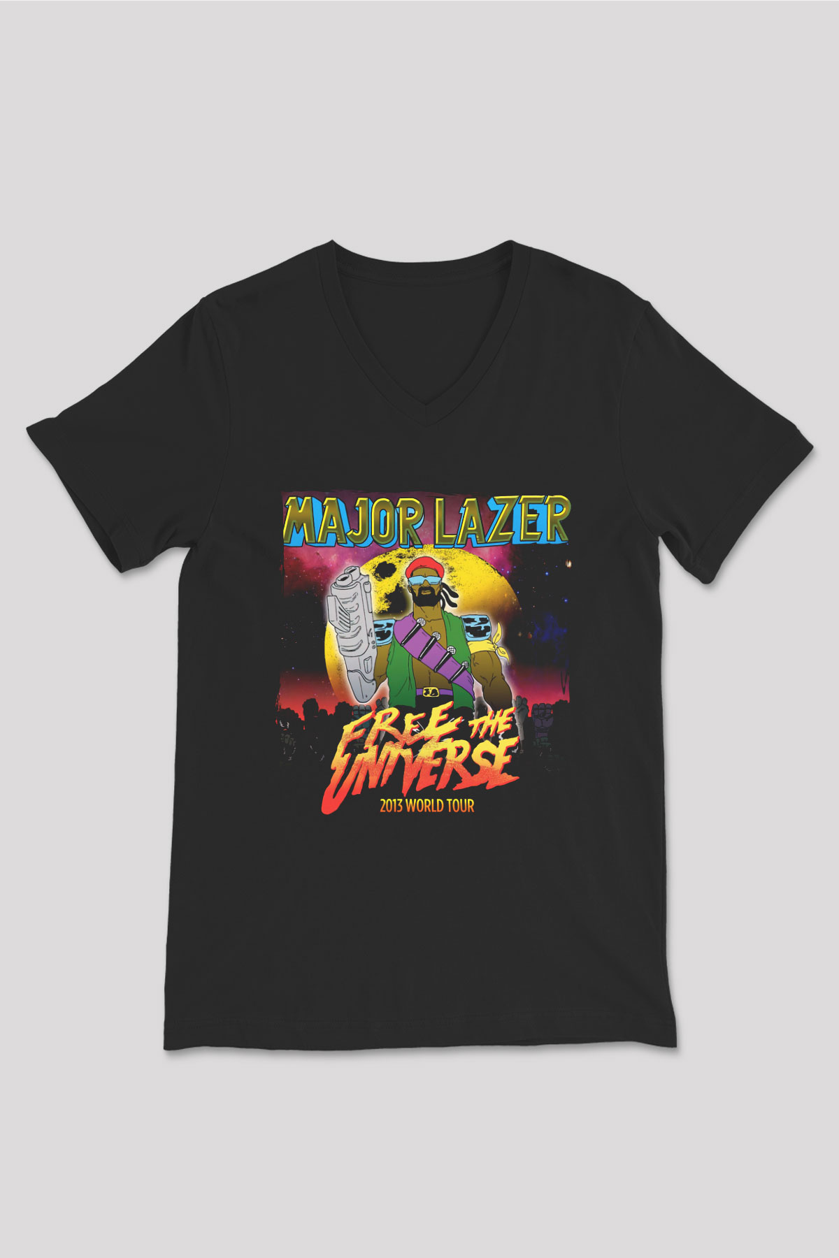 Major Lazer Siyah Unisex V Yaka Tişört