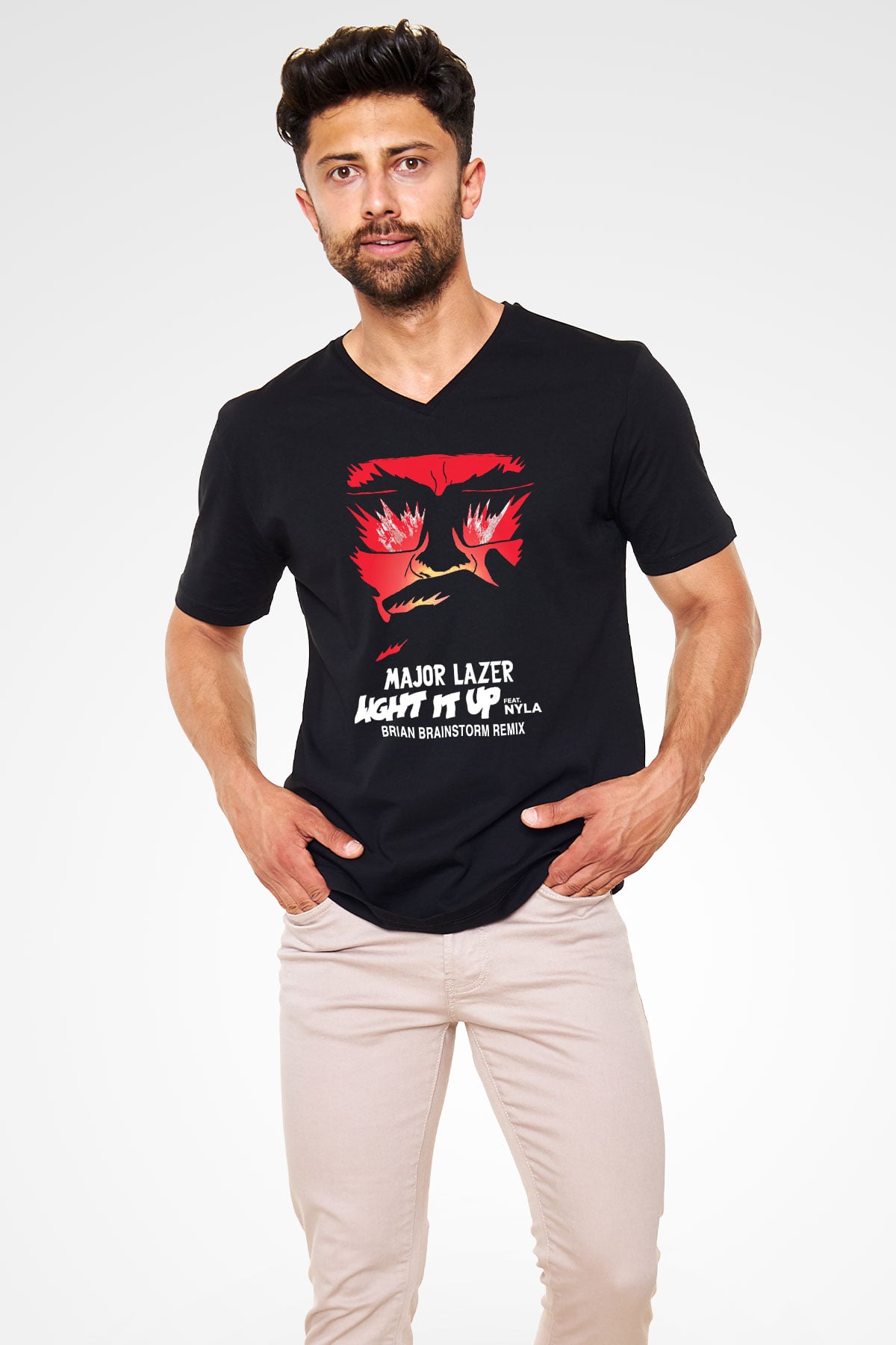 Major Lazer Siyah Unisex V Yaka Tişört
