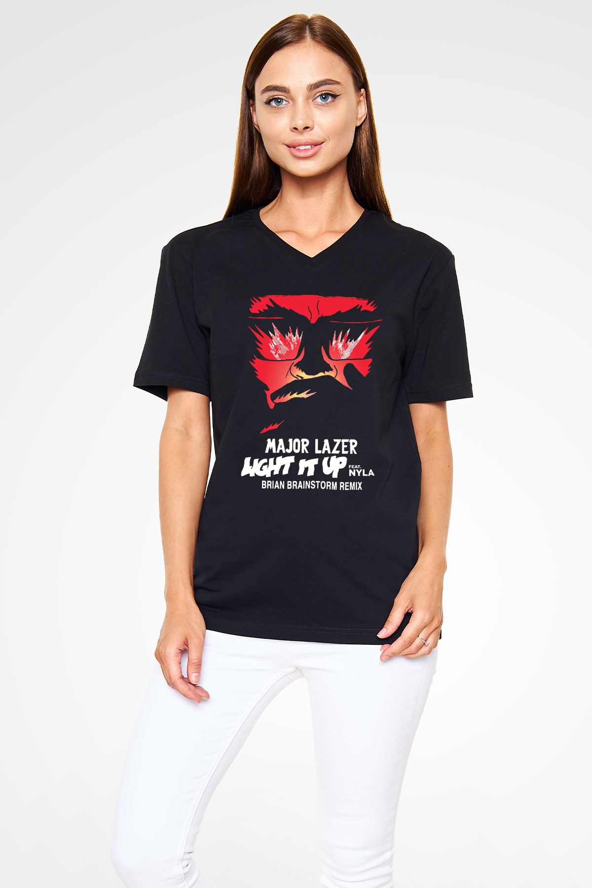 Major Lazer Siyah Unisex V Yaka Tişört