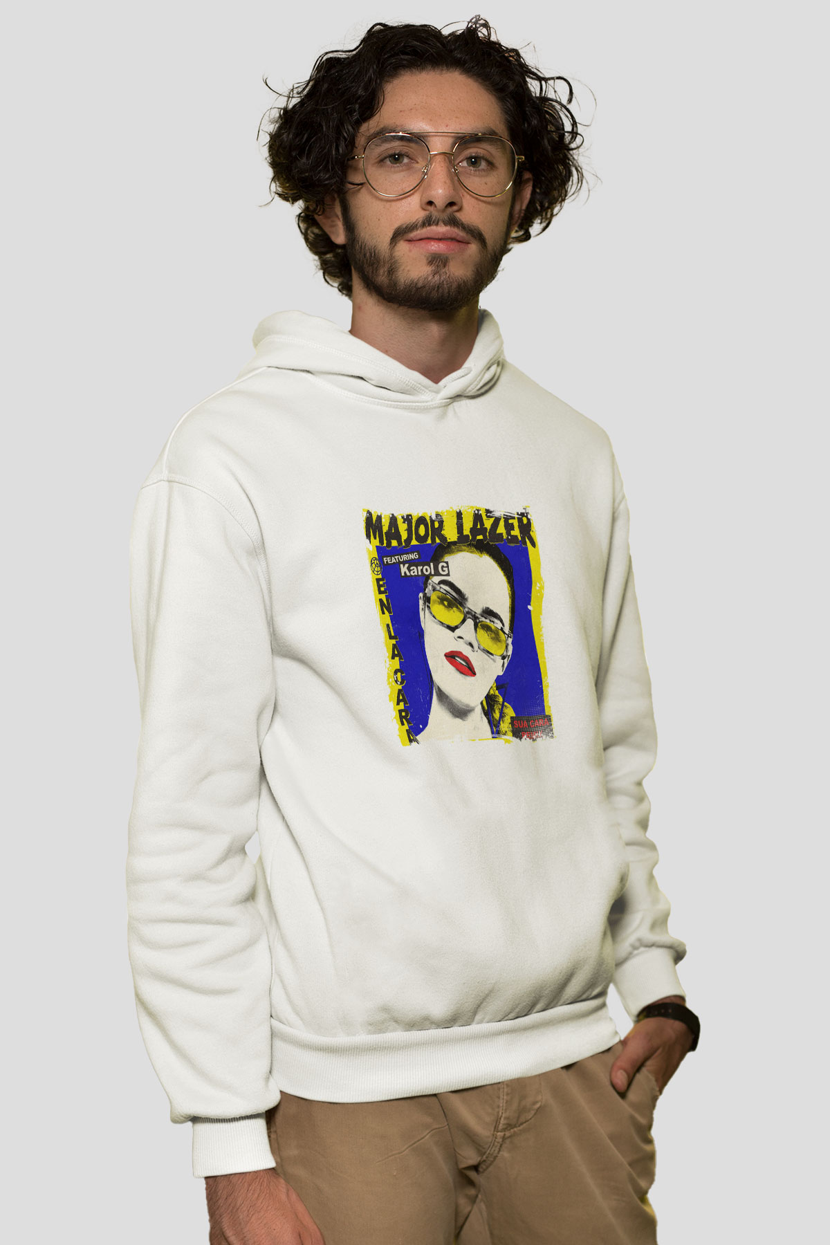 Major LazerBaskılı Beyaz Hoodie