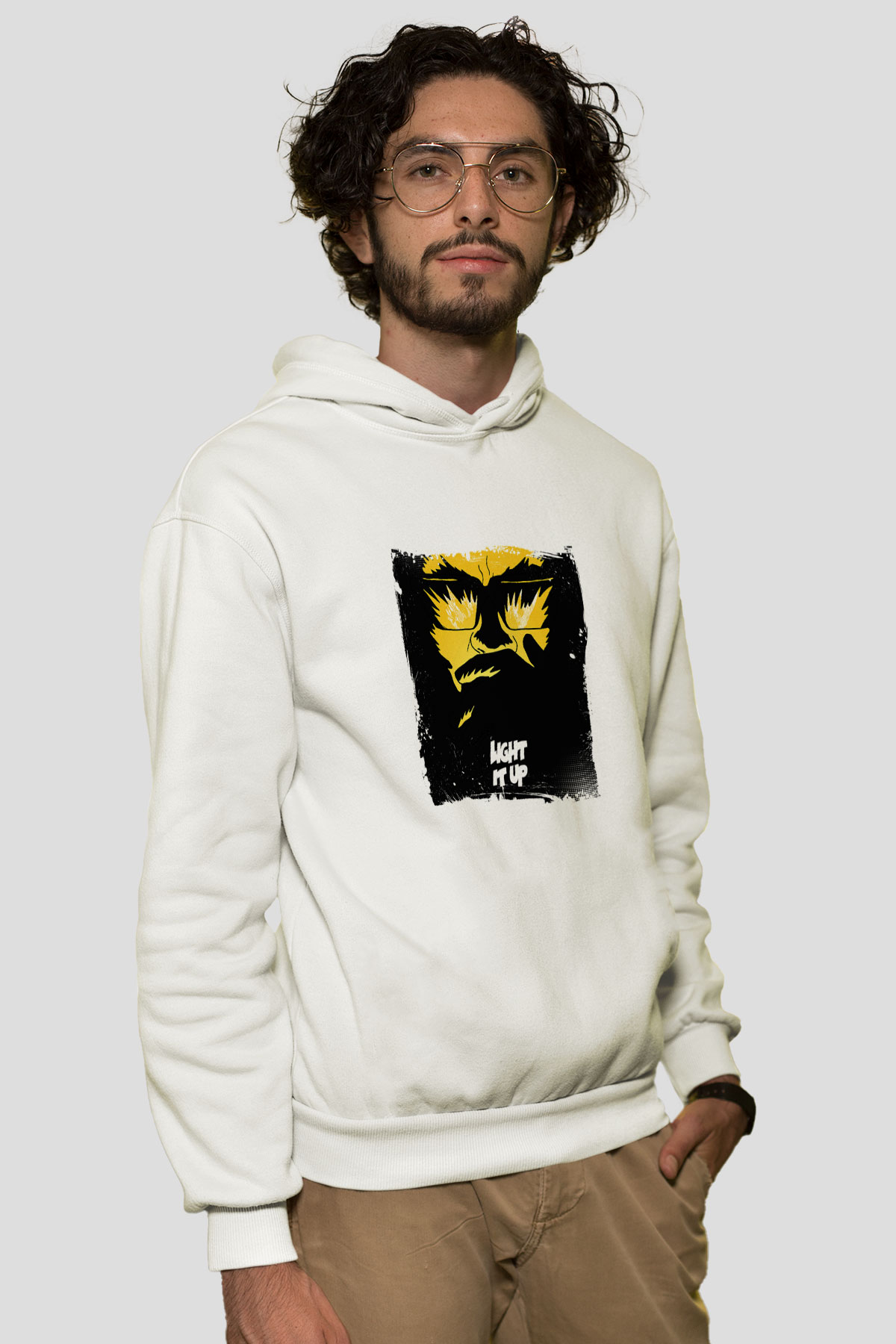 Major LazerBaskılı Beyaz Hoodie