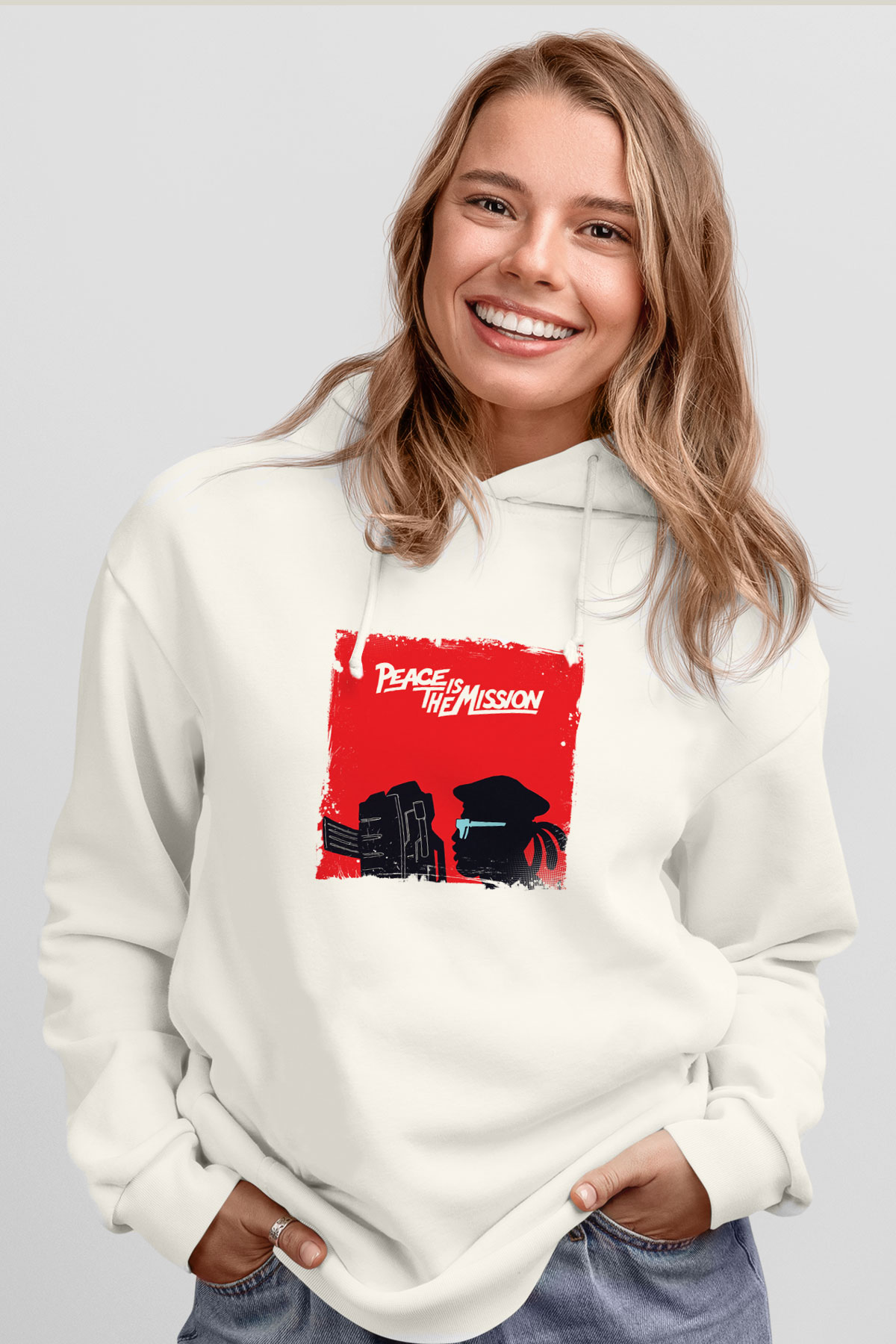 Major LazerBaskılı Beyaz Hoodie
