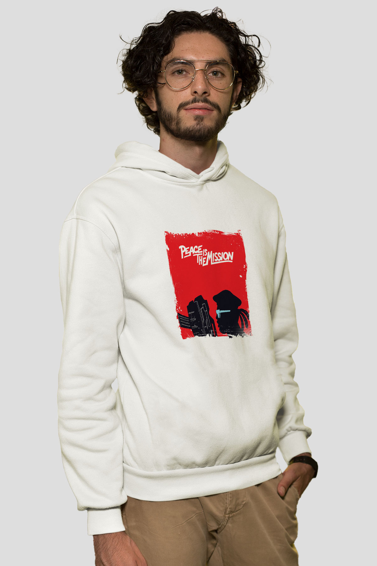 Major LazerBaskılı Beyaz Hoodie