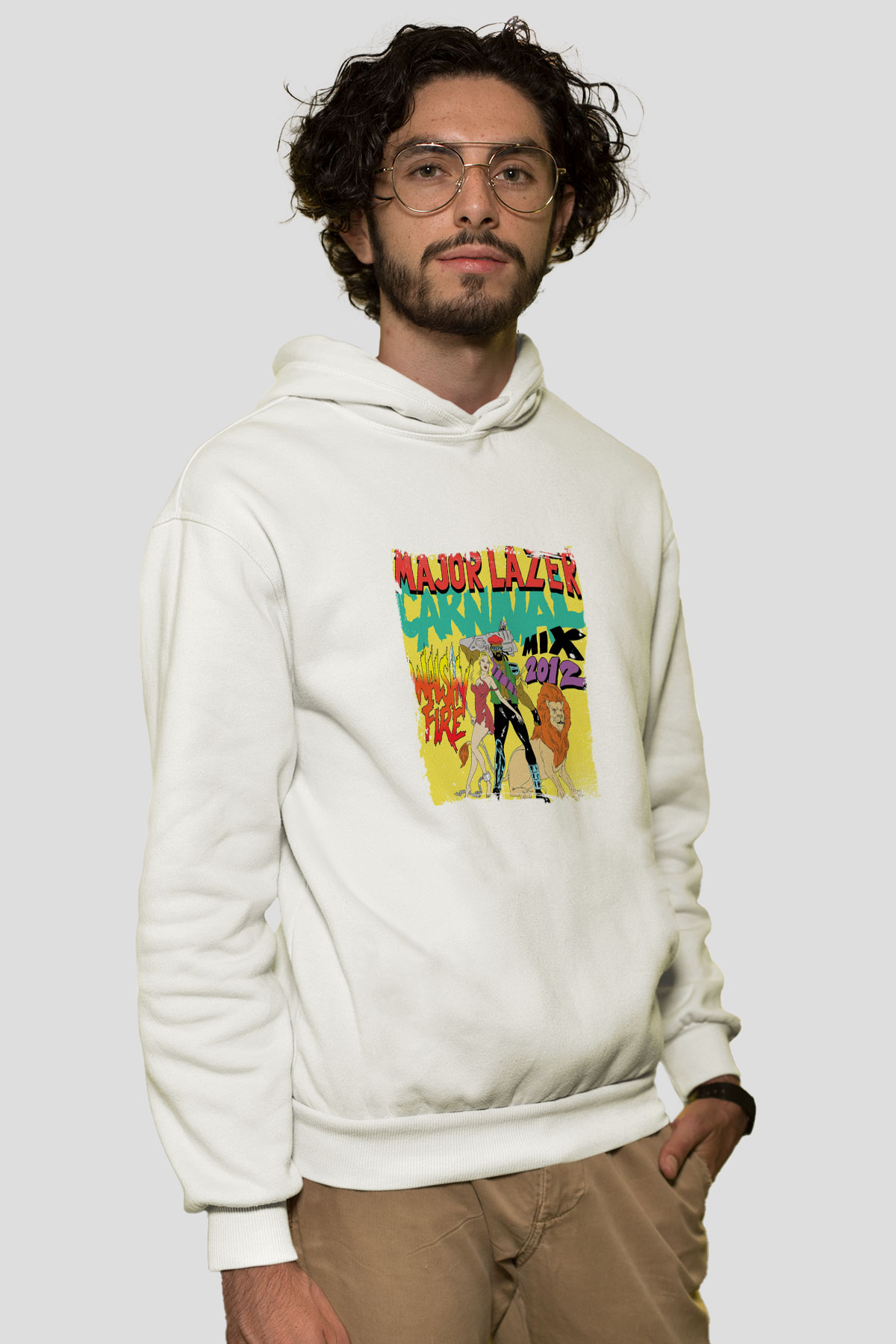 Major LazerBaskılı Beyaz Hoodie