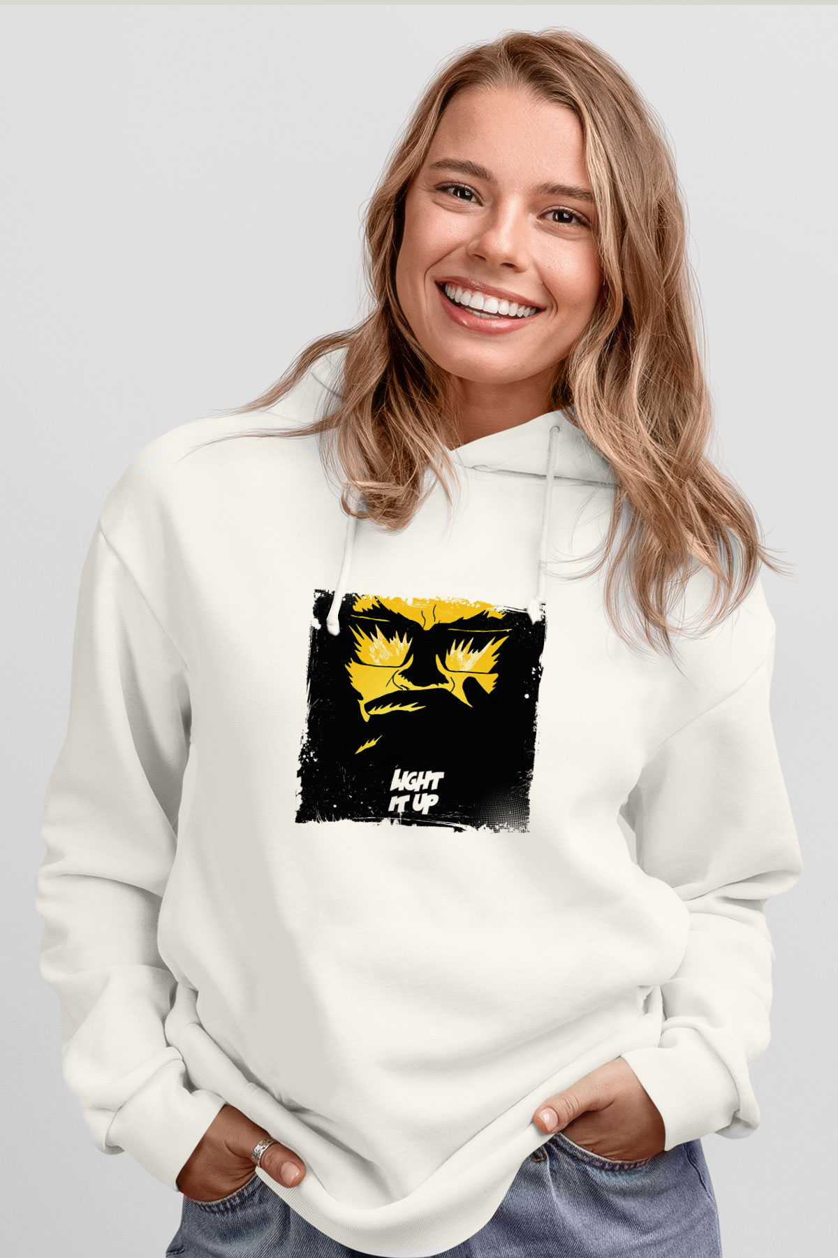 Major LazerBaskılı Beyaz Hoodie