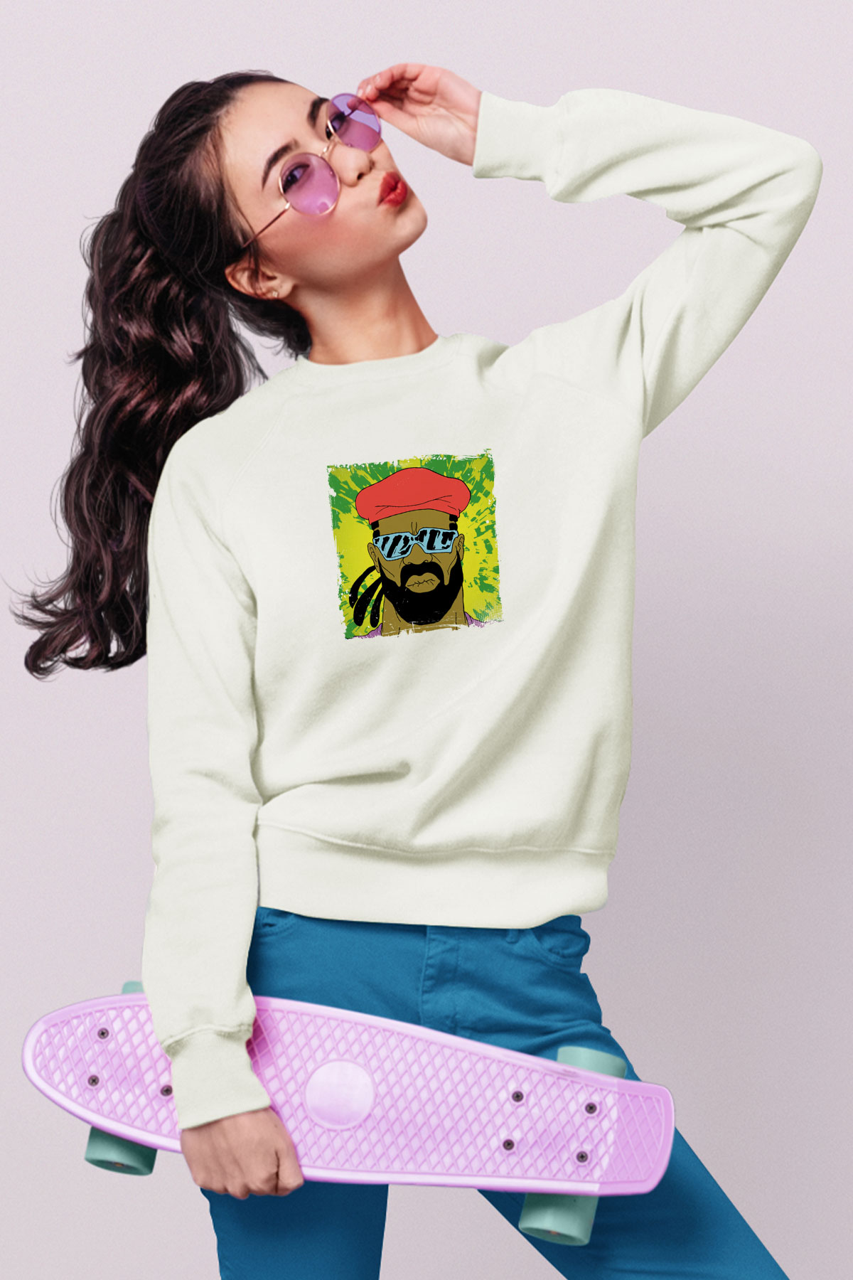Major LazerBaskılı Beyaz Sweatshirt